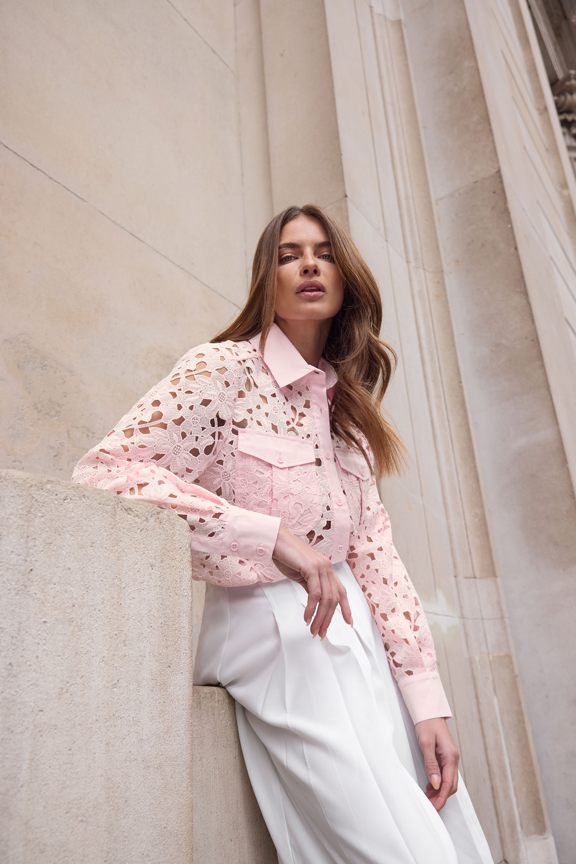 STAR Pink Lace Button Through Shirt | StarByJM 1