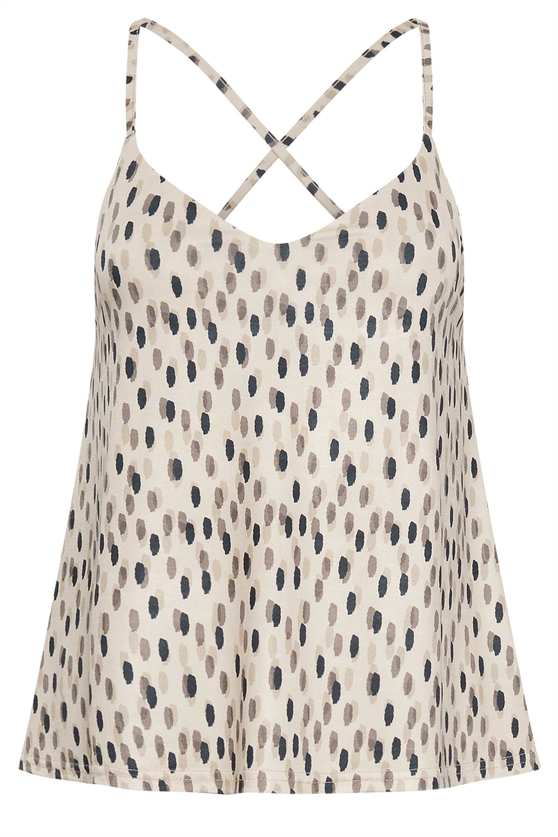 PixieGirl Petite Womens Beige Brown Spot Print Cami Vest Top | PixieGirl 5