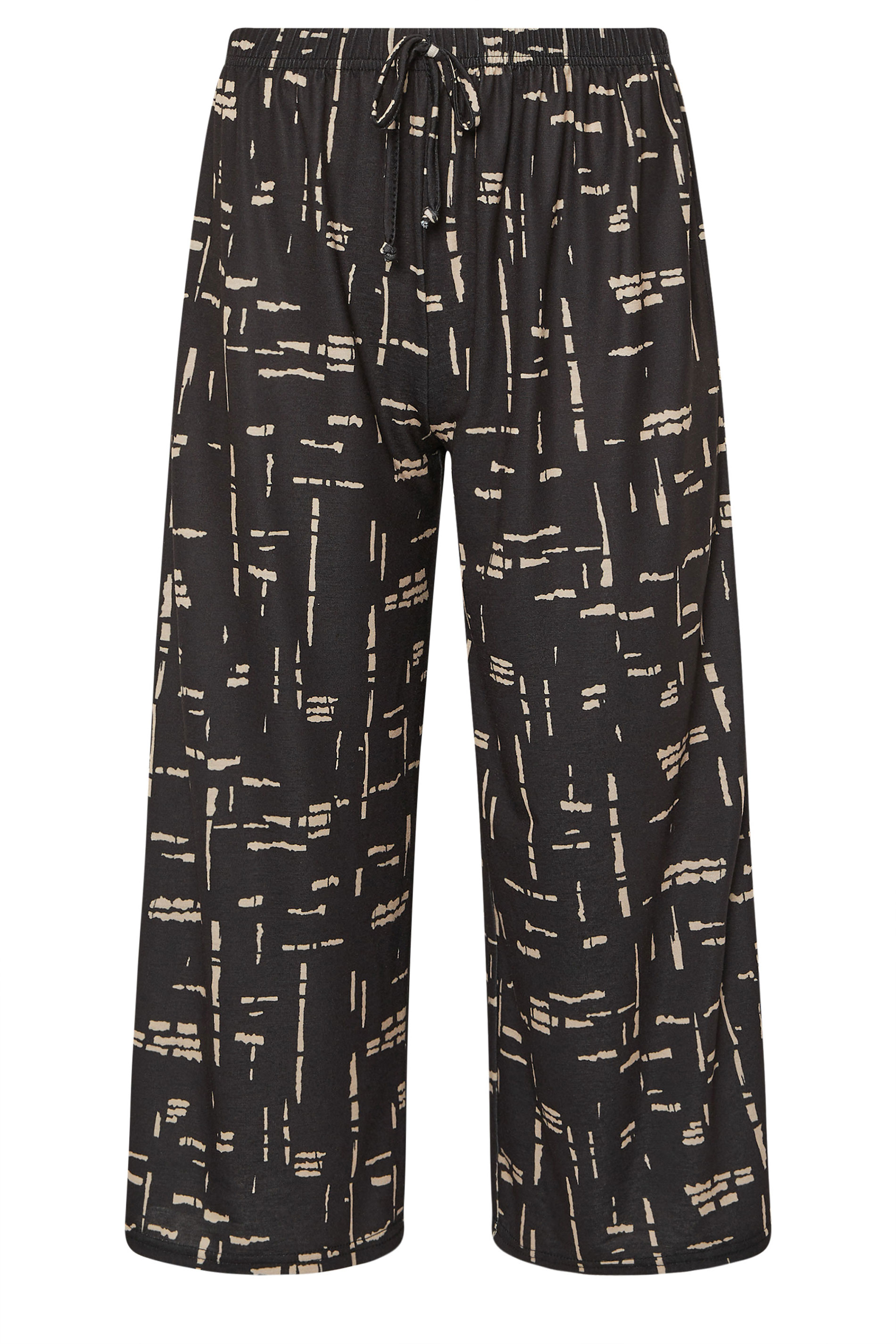 PixieGirl Petite Women's Black Abstract Print Cropped Trousers | PixieGirl 5