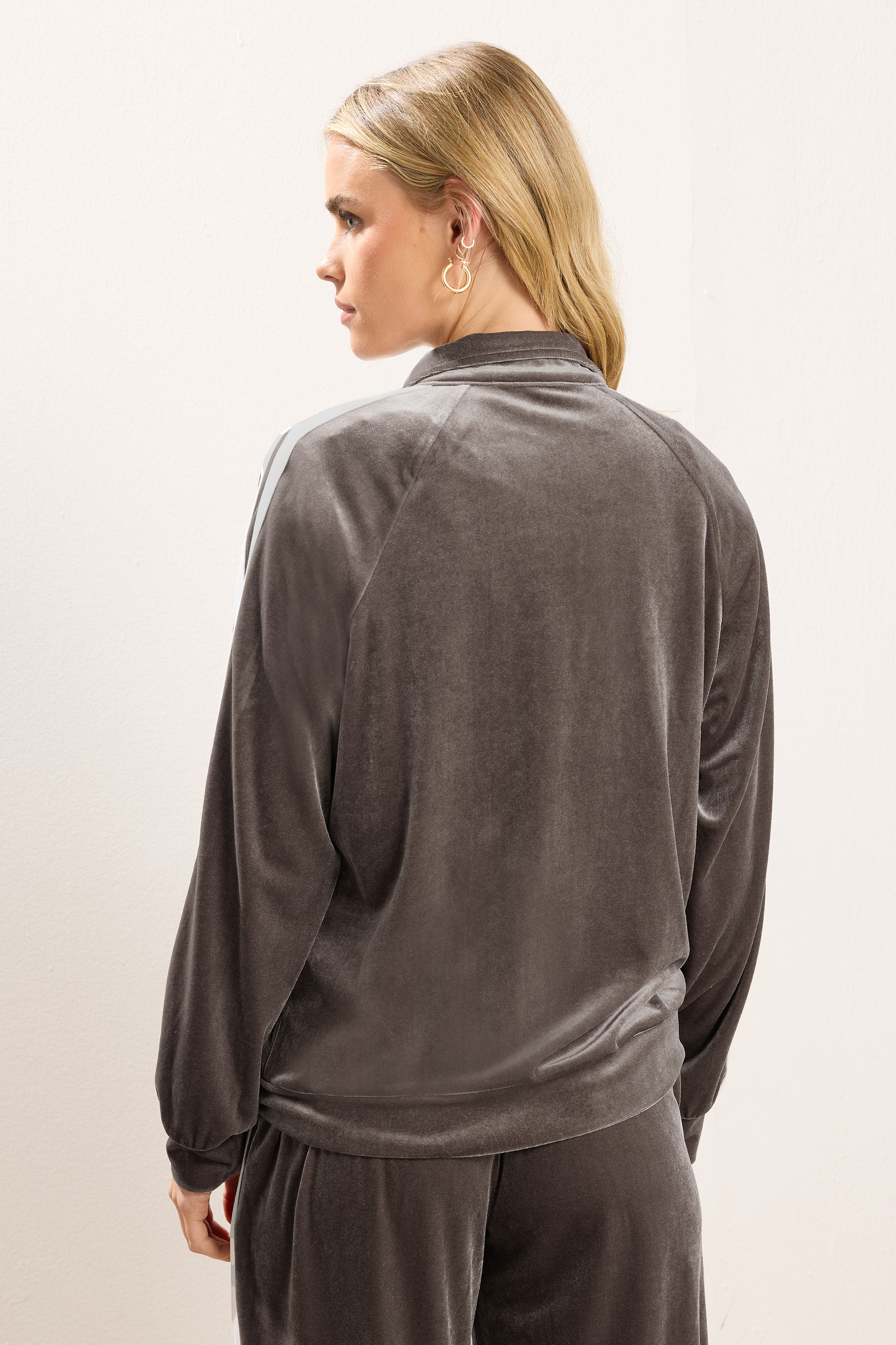 PixieGirl Petite Women's Brown Side Stripe Velvet Jacket | PixieGirl 4