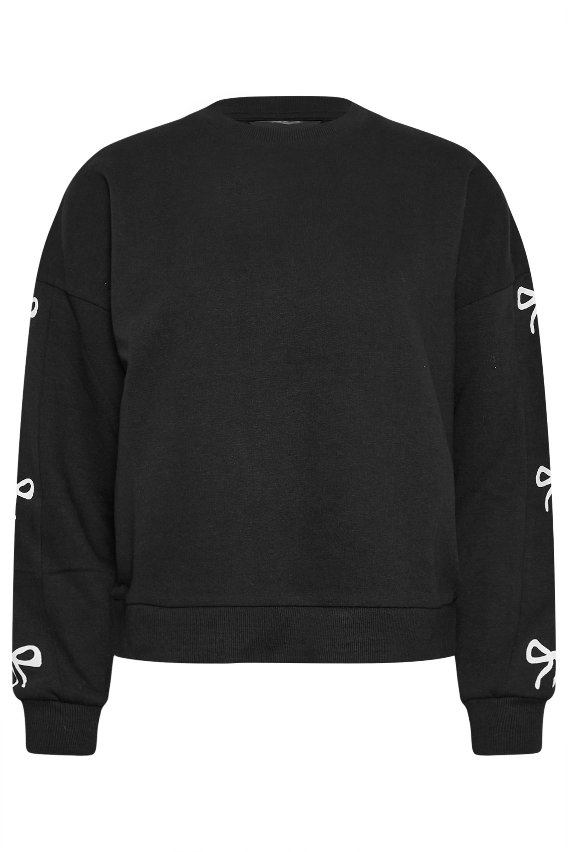 PixieGirl Petite Women's Black Bow Detail Sweatshirt | PixieGirl 5