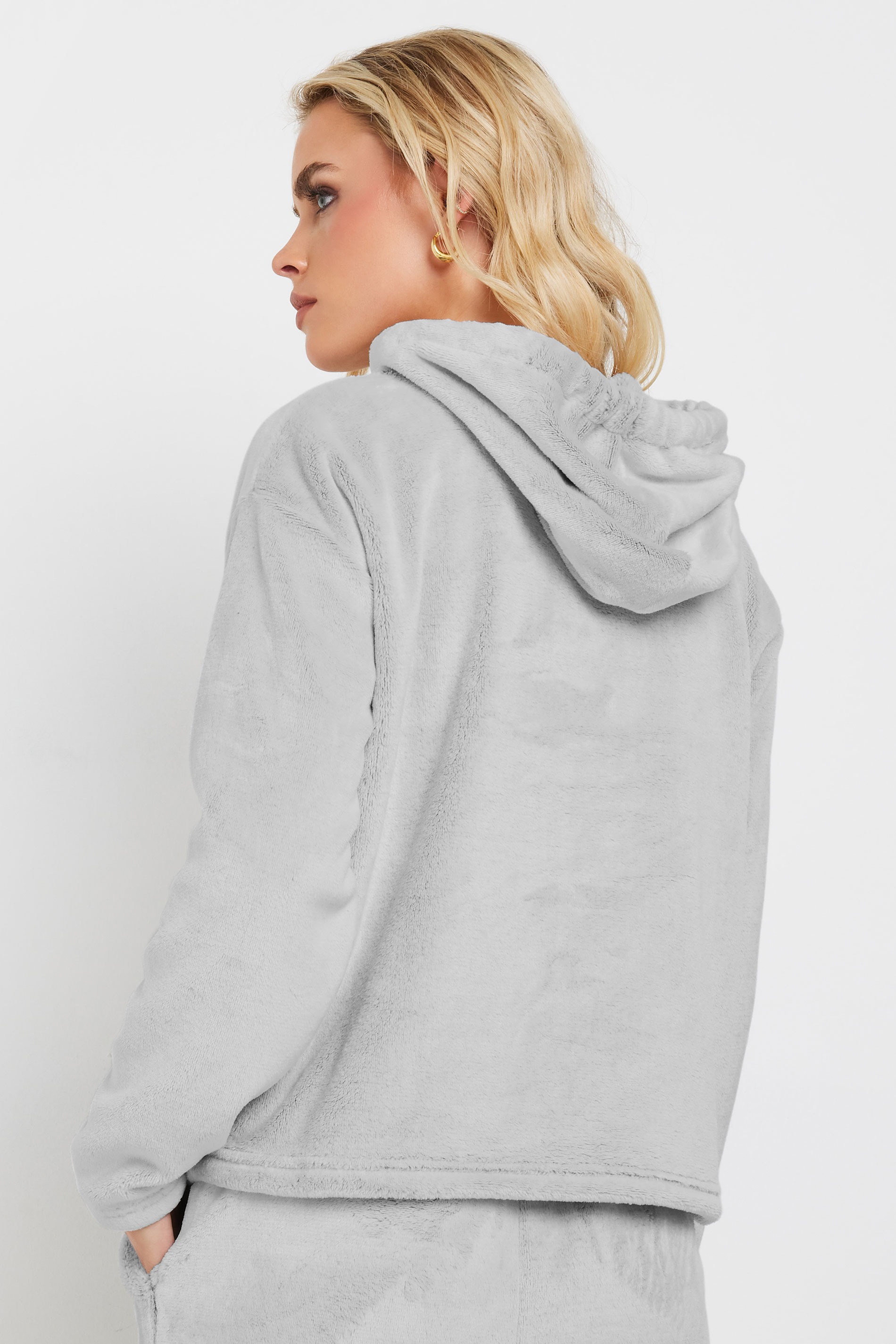 PixieGirl Petite Women's Grey Fleece Cropped Hoodie | PixieGirl 3