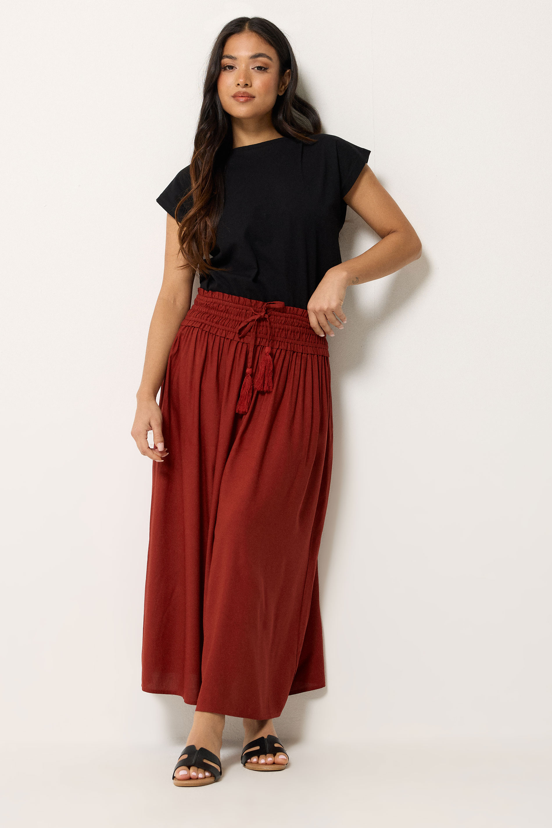 PixieGirl Petite Women's Burgundy Red Tie Waist Maxi Skirt | PixieGirl 3
