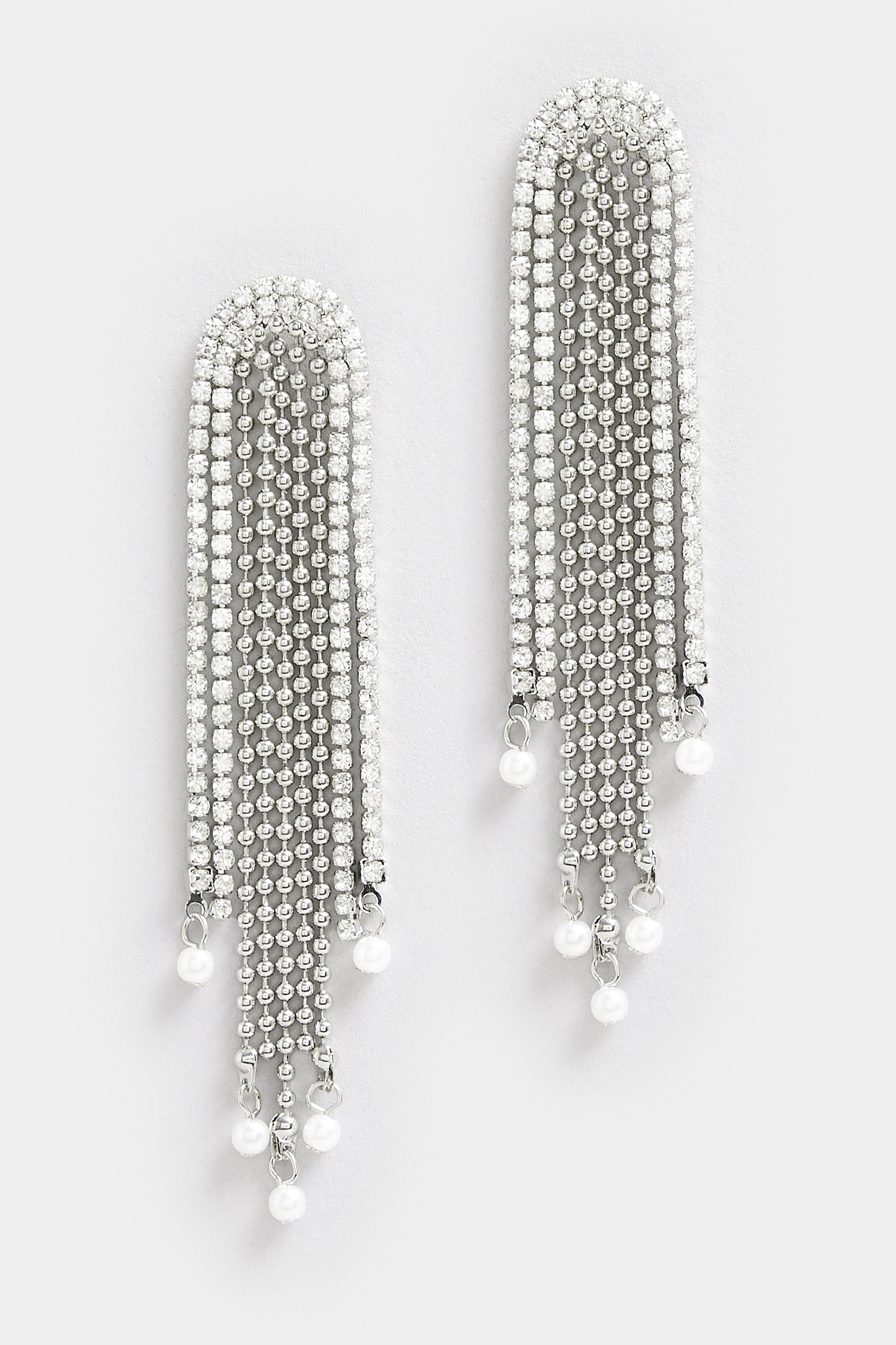 Silver Tone Statement Diamante Drop Earrings | Yours Clothing 2