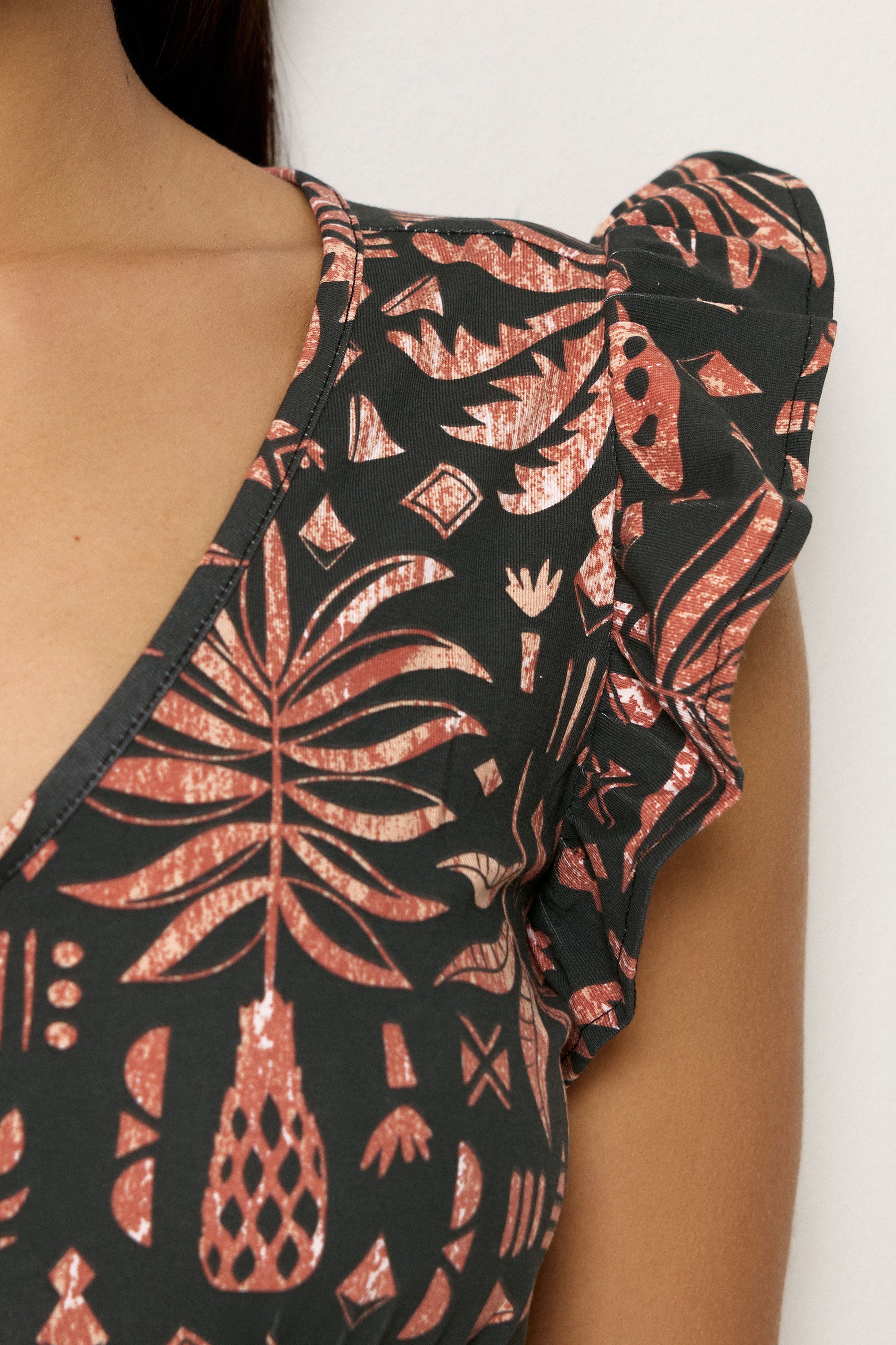M&Co Petite Black Aztec Frill Sleeve Midi Dress | M&Co 4