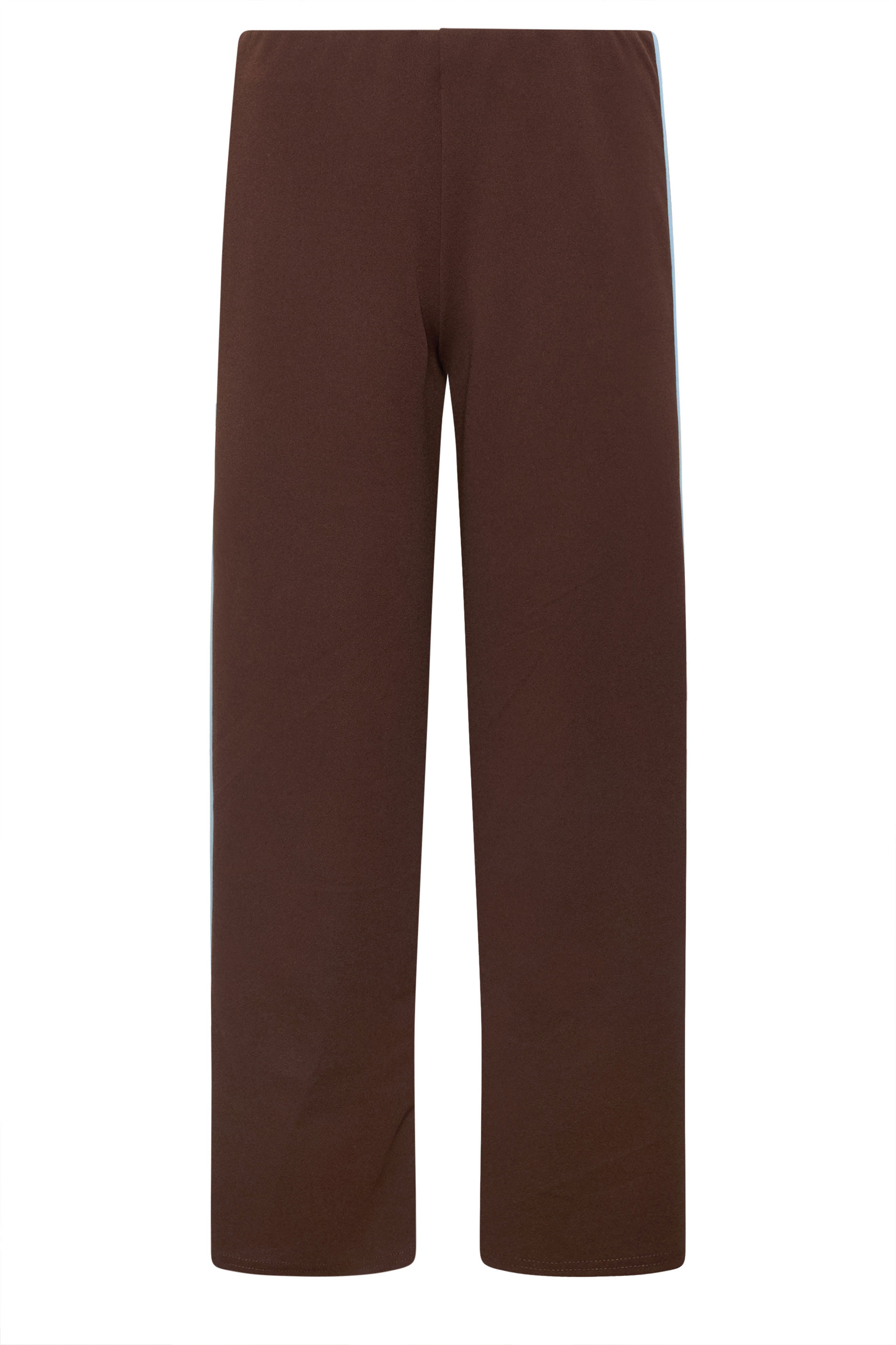 PixieGirl Petite Women's Chocolate Brown Side Stripe Scuba Wide Leg Trousers | PixieGirl 5