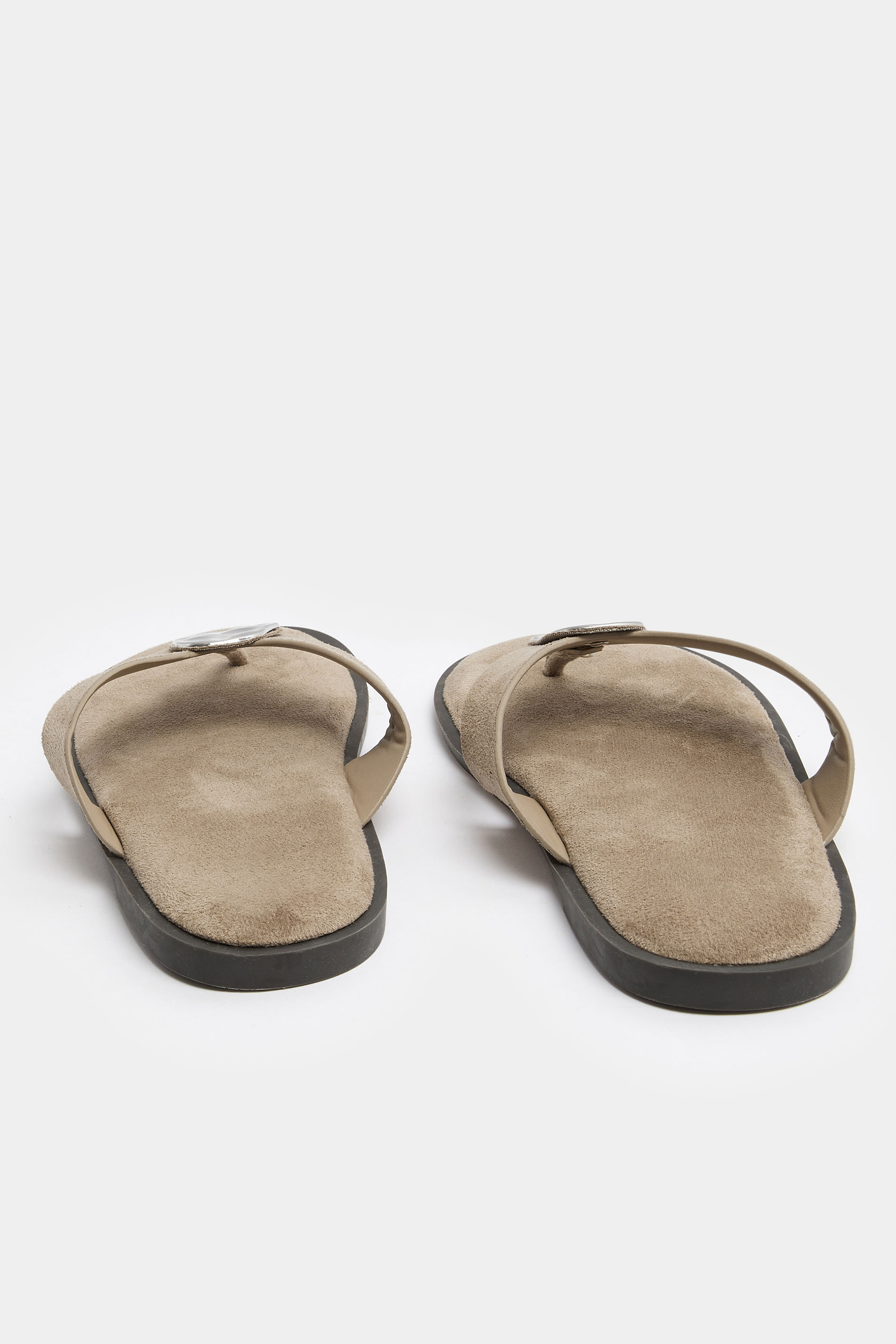 Natural Brown Hammered Disk Sandals In Extra Wide EEE Fit | Yours Clothing 4