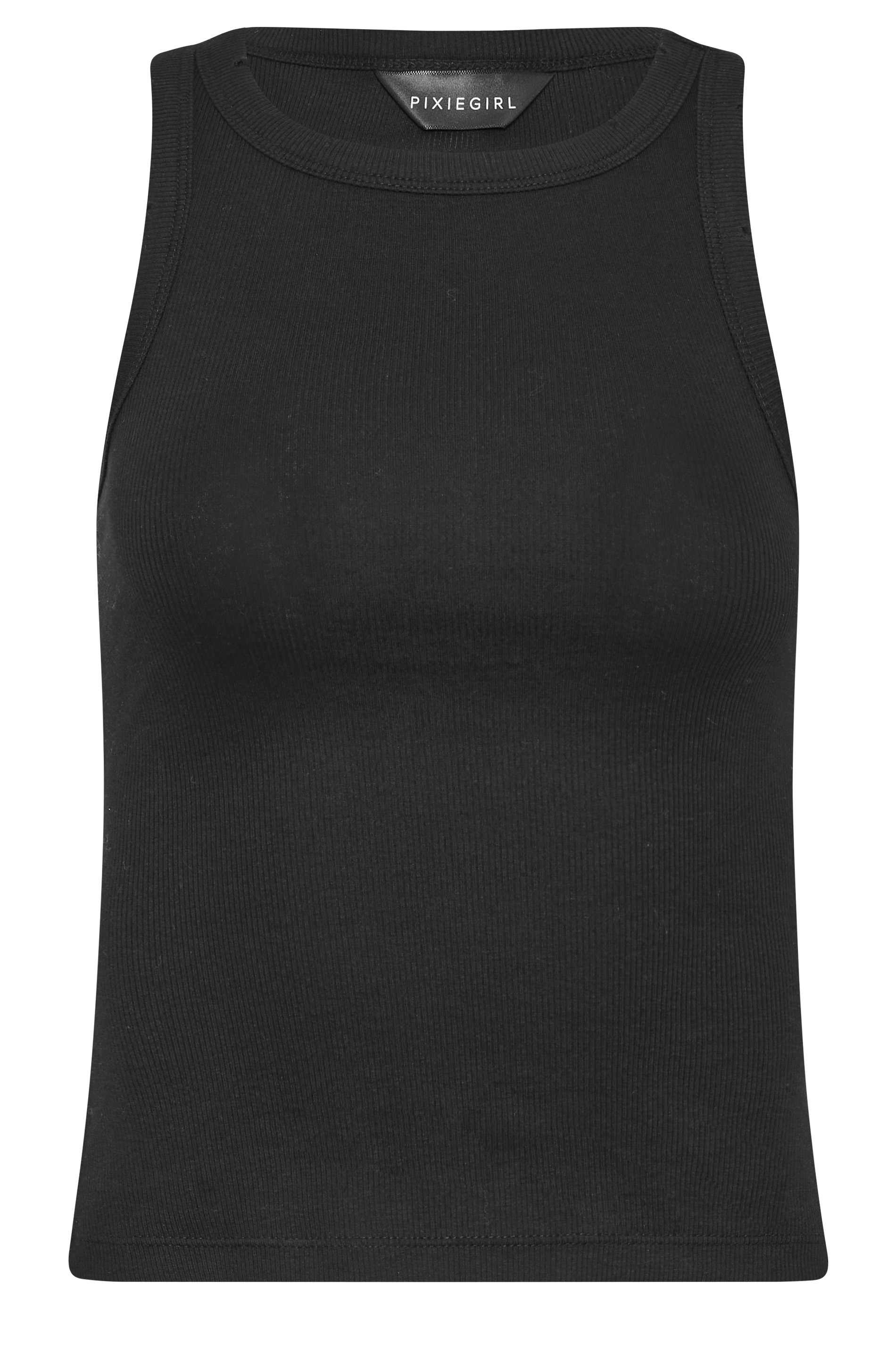 PixieGirl Petite Womens Black Distressed Racer Neck Vest Top | PixieGirl 7