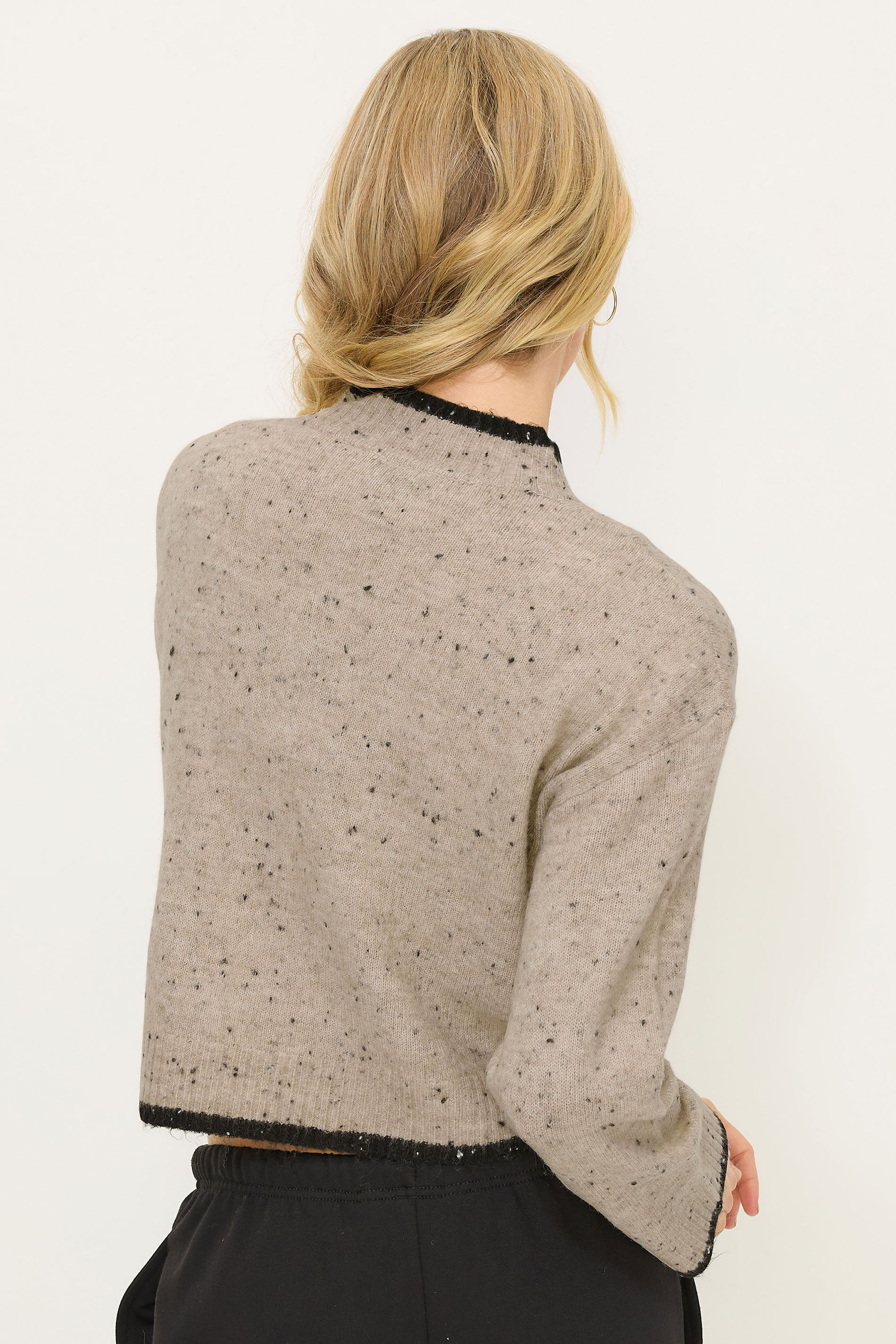 PixieGirl Petite Women's Natural Brown Speckled Knitted Slogan Jumper | PixieGirl 3