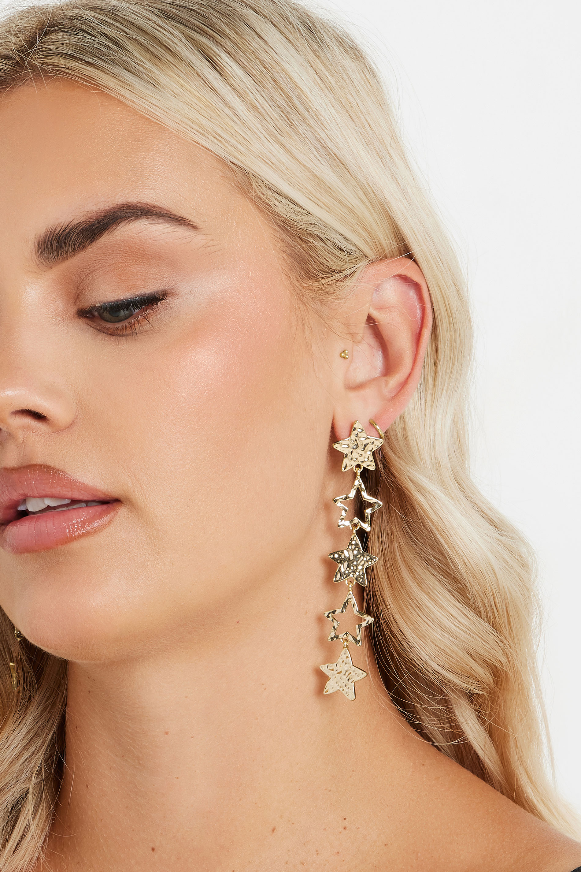 Gold Tone Star Drop Earrings | Yours Clothing 1