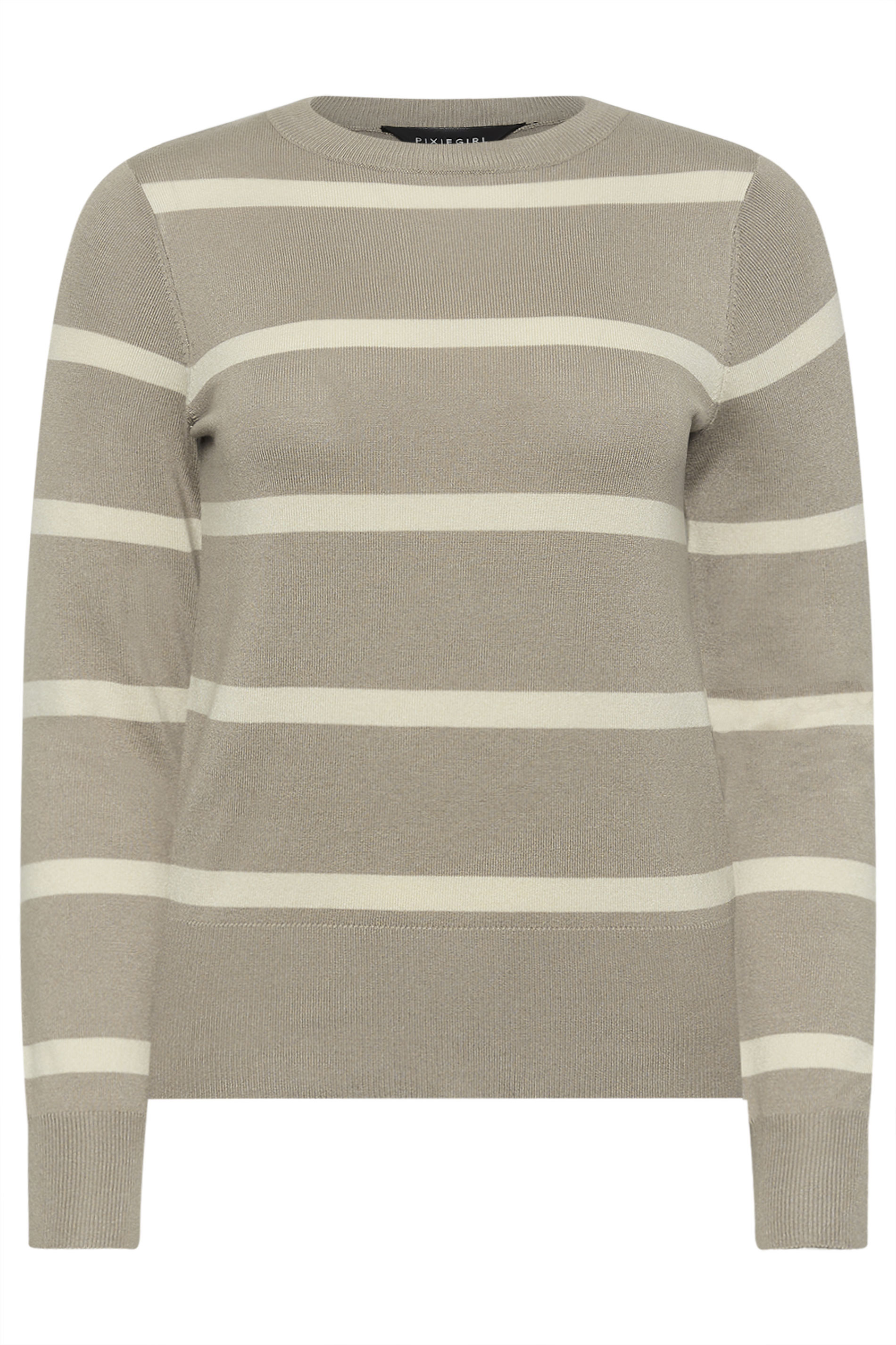 PixieGirl Petite Womens Beige Brown Stripe Jumper | PixieGirl 5