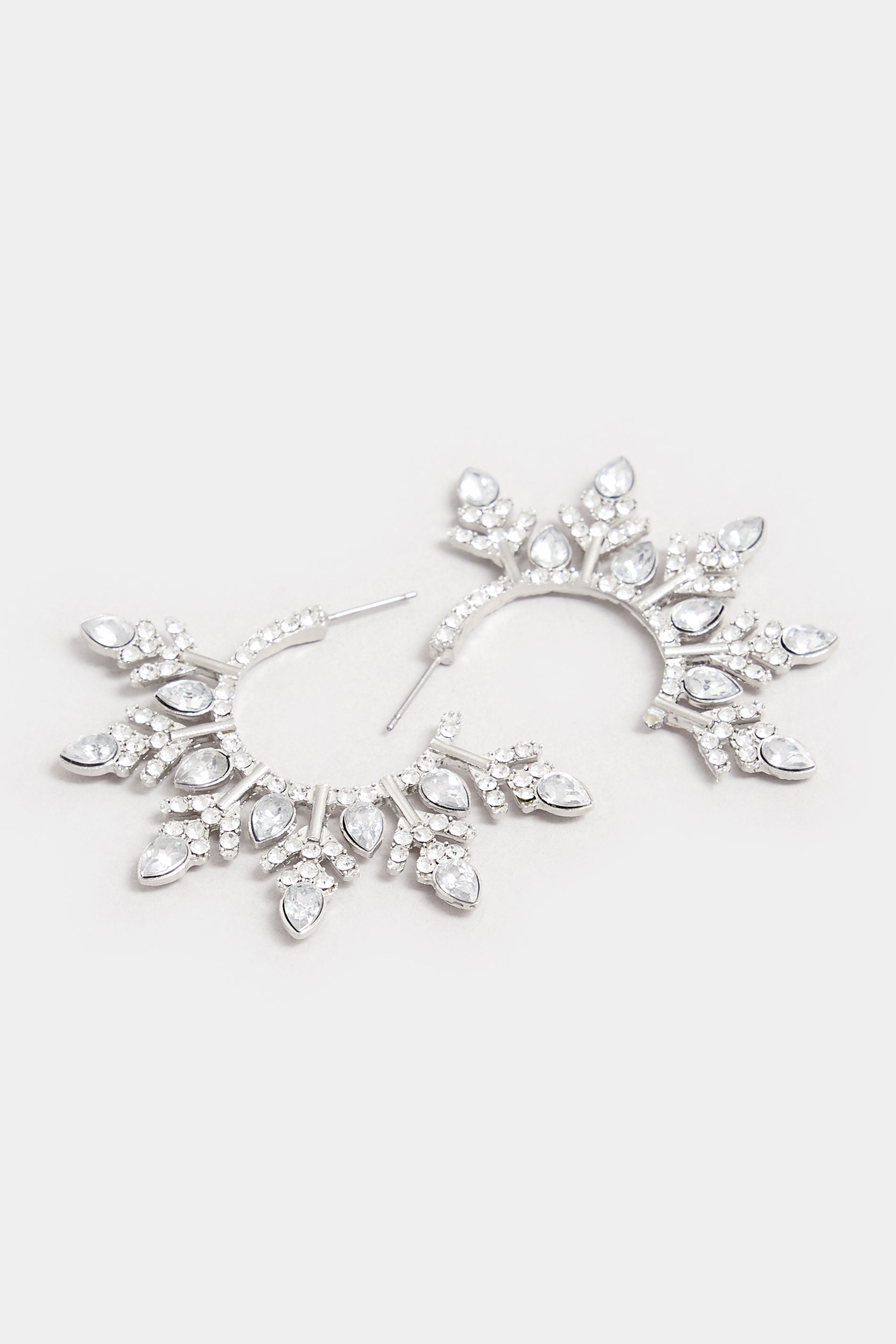 Silver Tone Diamante Snowflake Novelty Earrings | Yours Clothing 3
