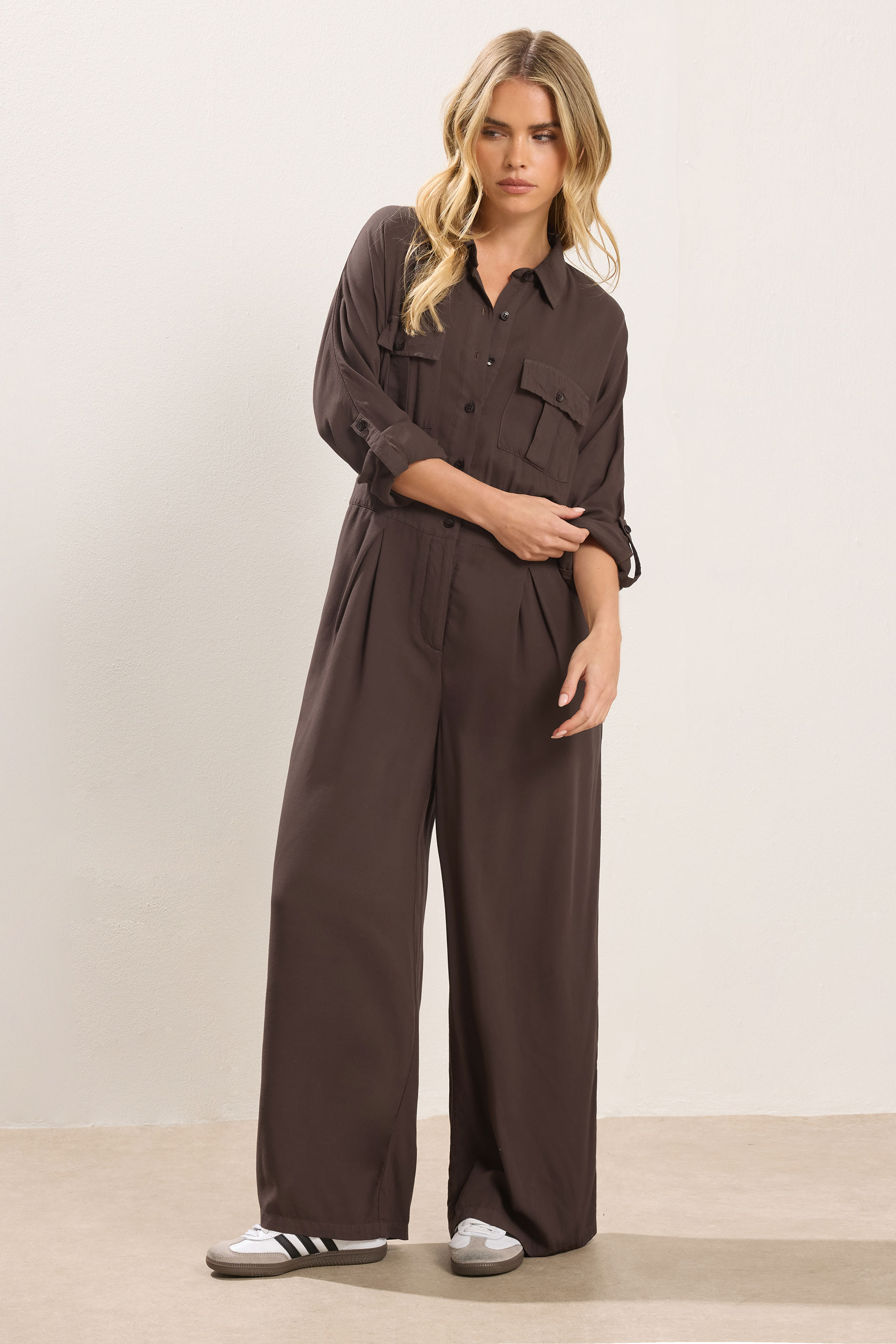 PixieGirl Petite Women's Chocolate Brown Wide Leg Jumpsuit | PixieGirl 3