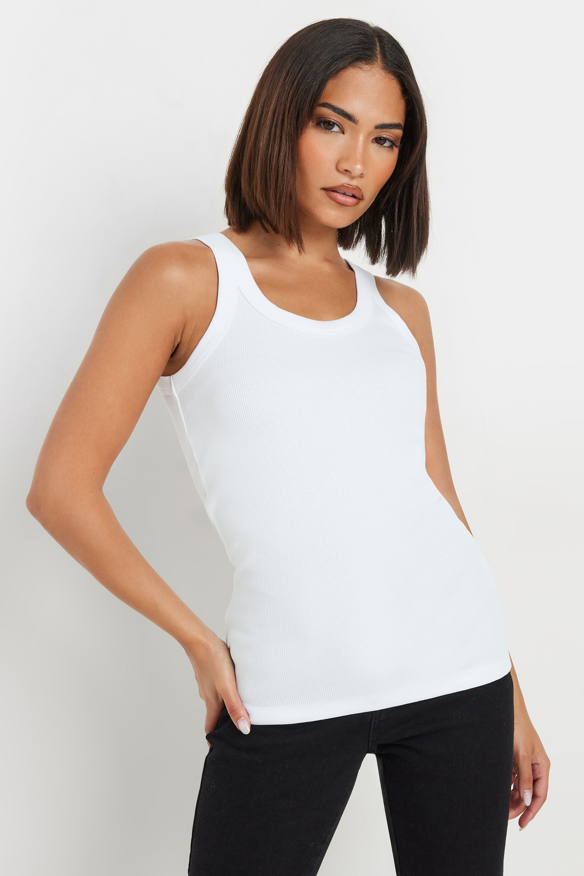 Petite White Ribbed Vest Top | PixieGirl 1