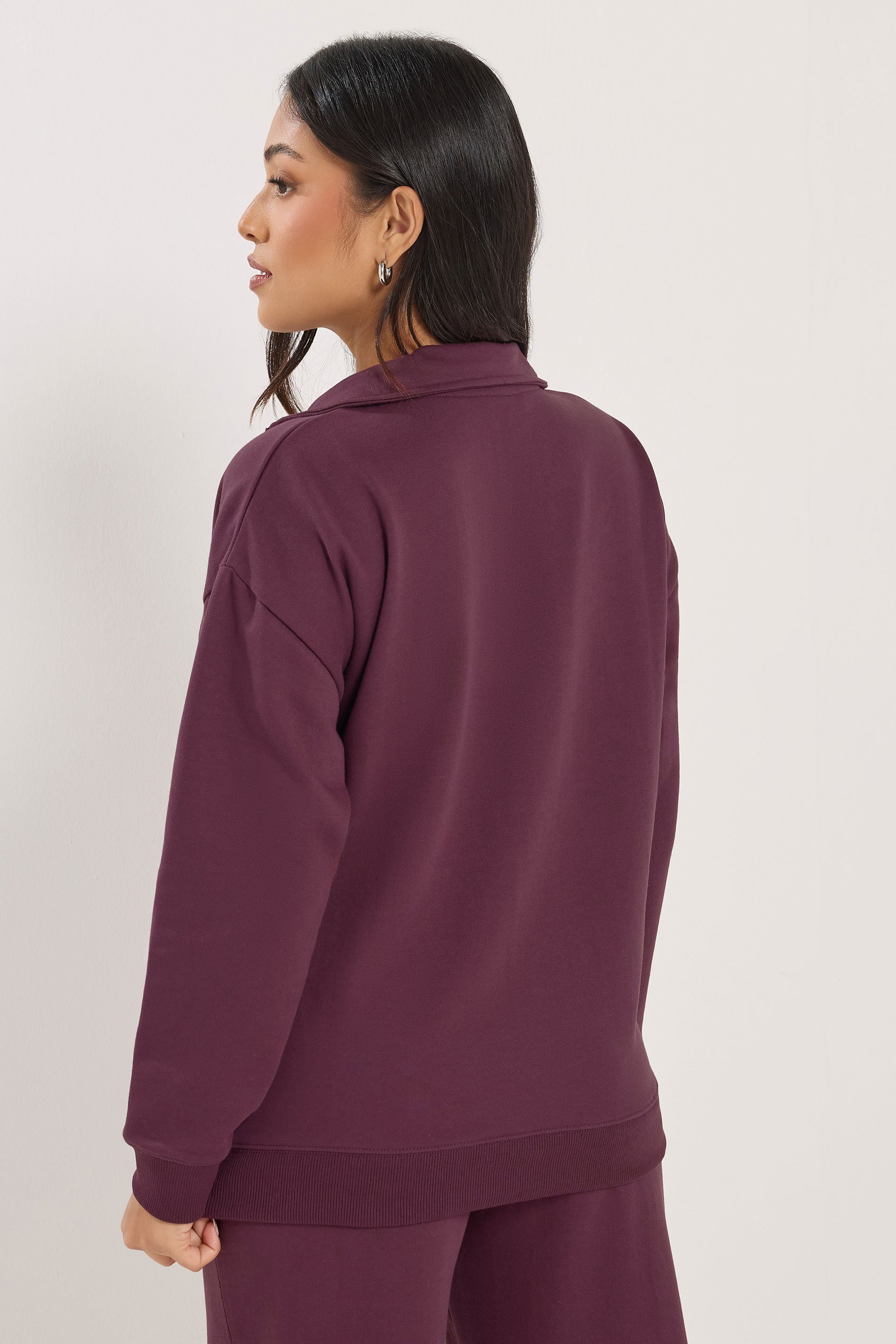 PixieGirl Petite Women's Burgundy Red 'Monte Carlo' Slogan Quarter Zip Sweatshirt | PixieGirl 4