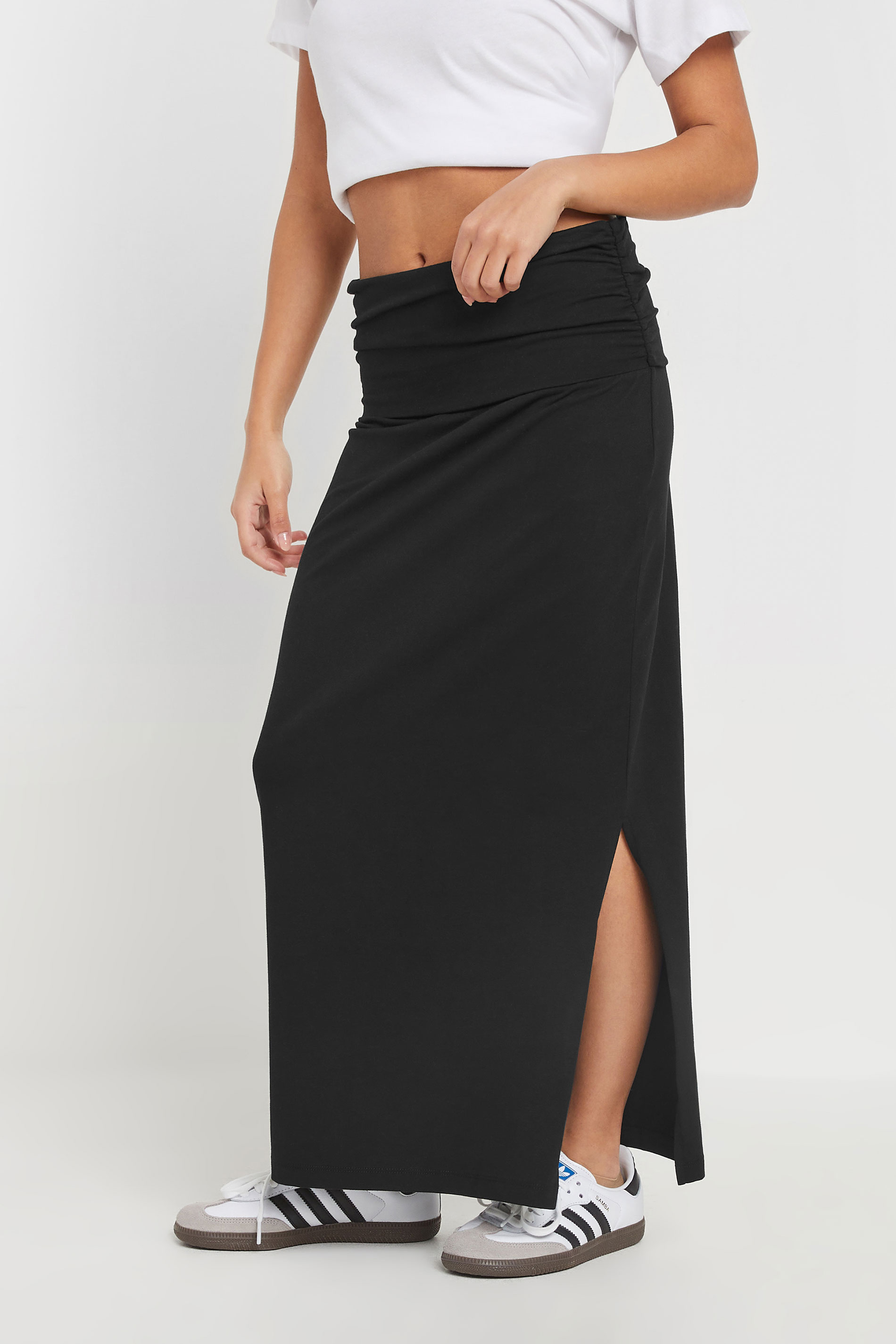 PixieGirl Petite Women's Black Fold Over Maxi Skirt | PixieGirl 2