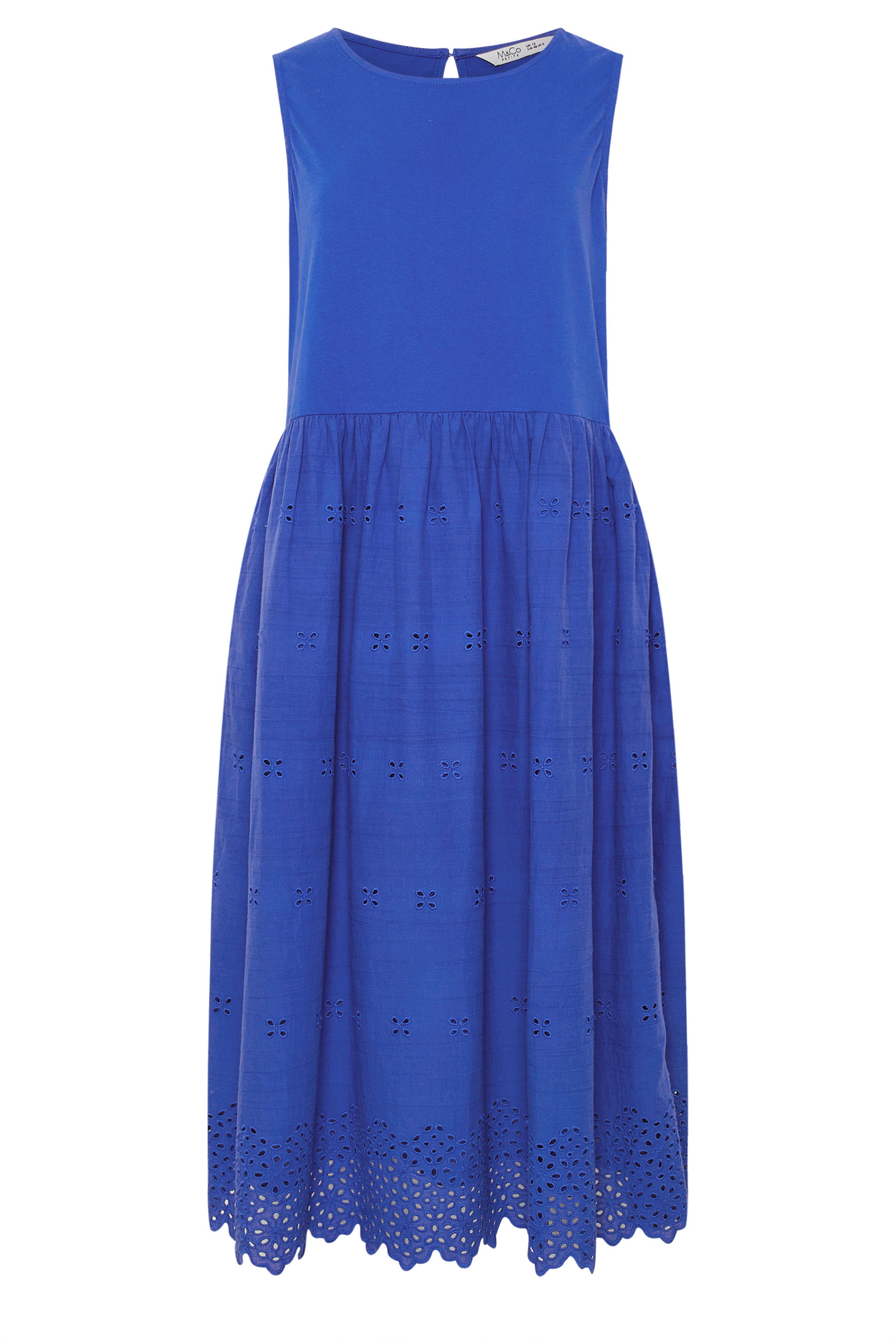 M&Co Petite Blue Broderie Cotton Midi Dress | M&Co 5