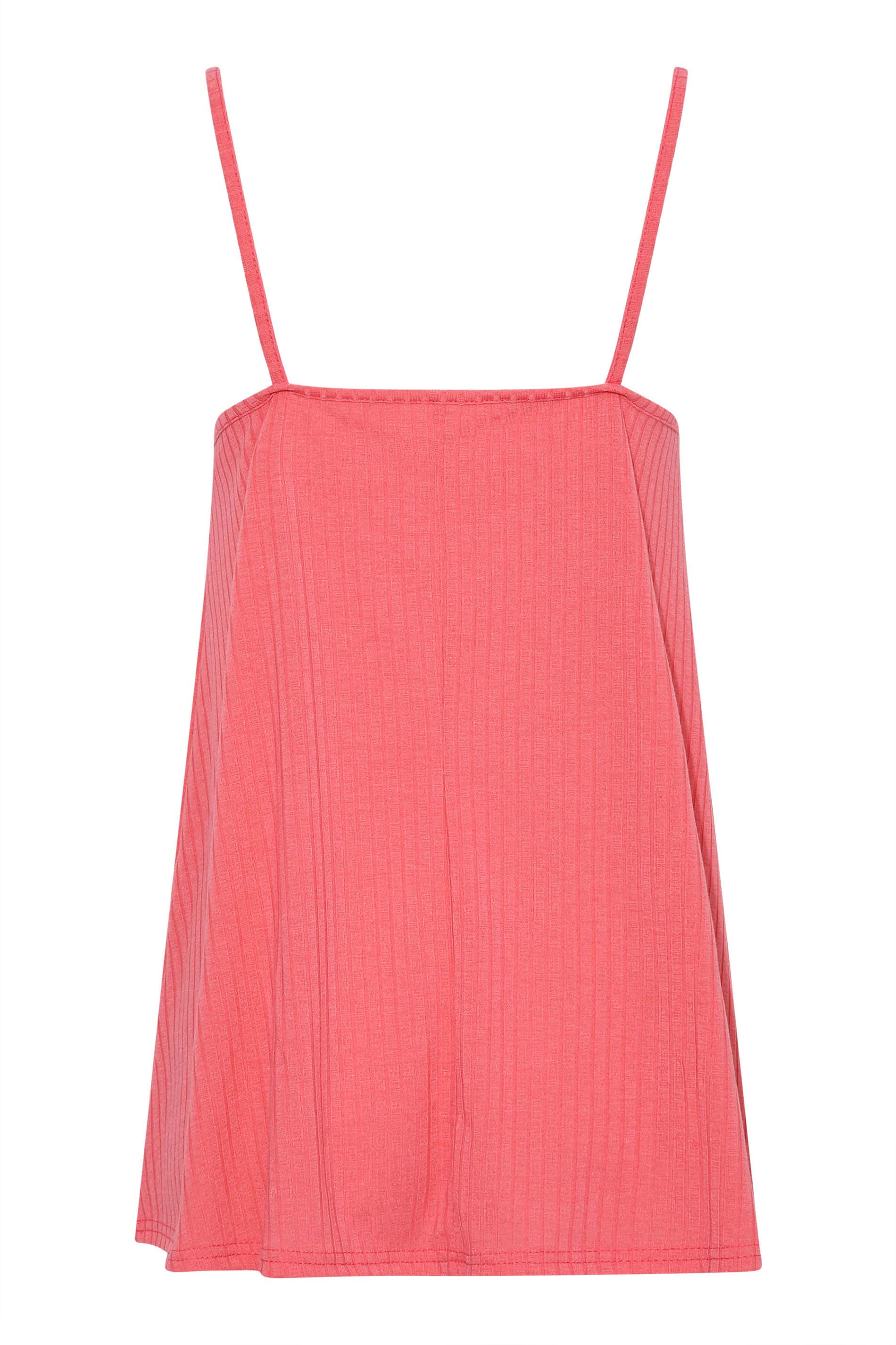 Petite Pink Ribbed Swing Cami Top | PixieGirl