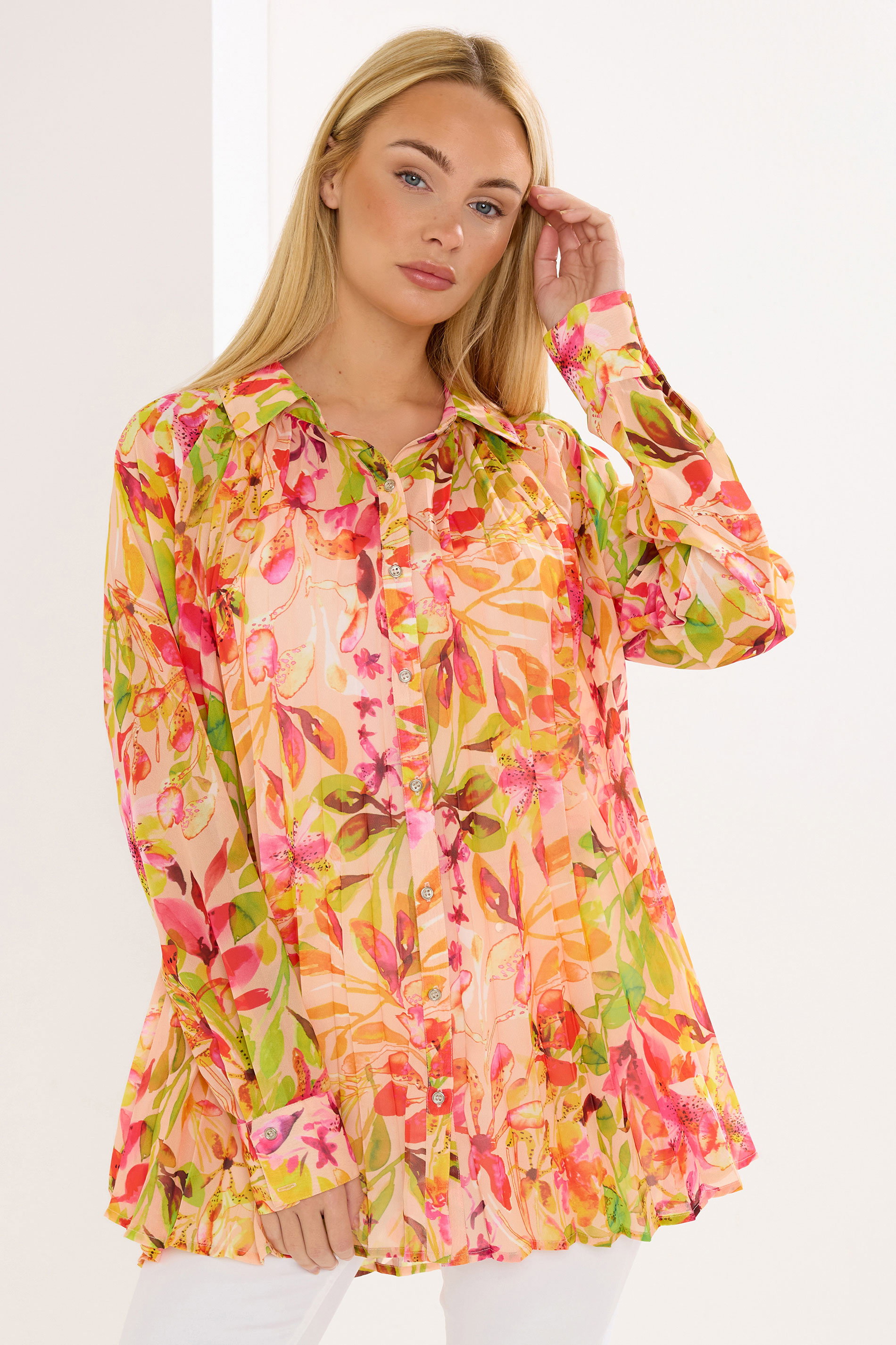 STAR Orange Floral Pleated Shirt | StarByJM 3