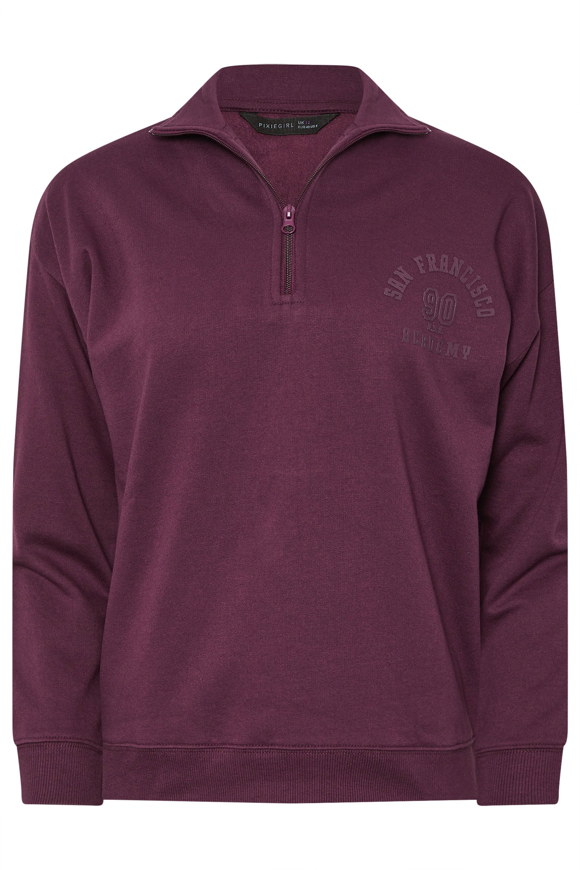 PixieGirl Petite Women's Burgundy Red 'San Francisco' Zip Sweatshirt | PixieGirl 7