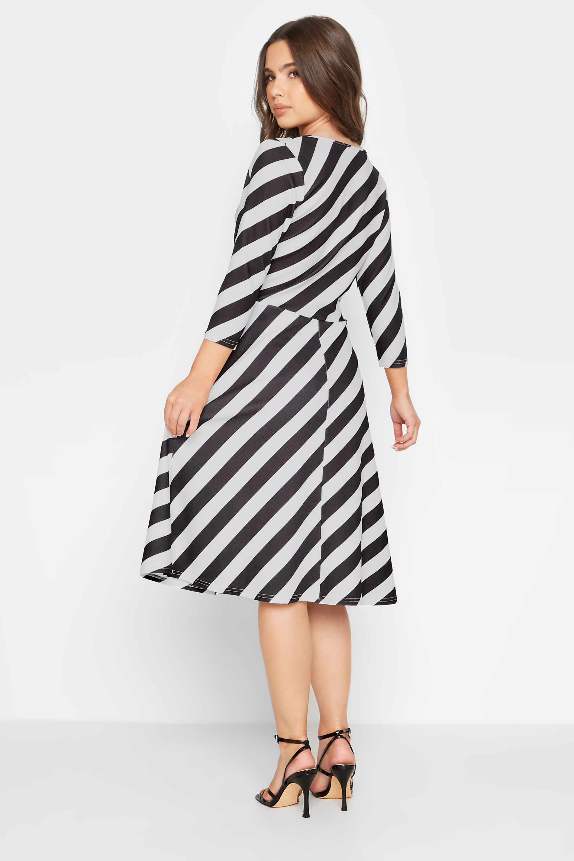 Petite Black & White Stripe Wrap Dress | PixieGirl 3