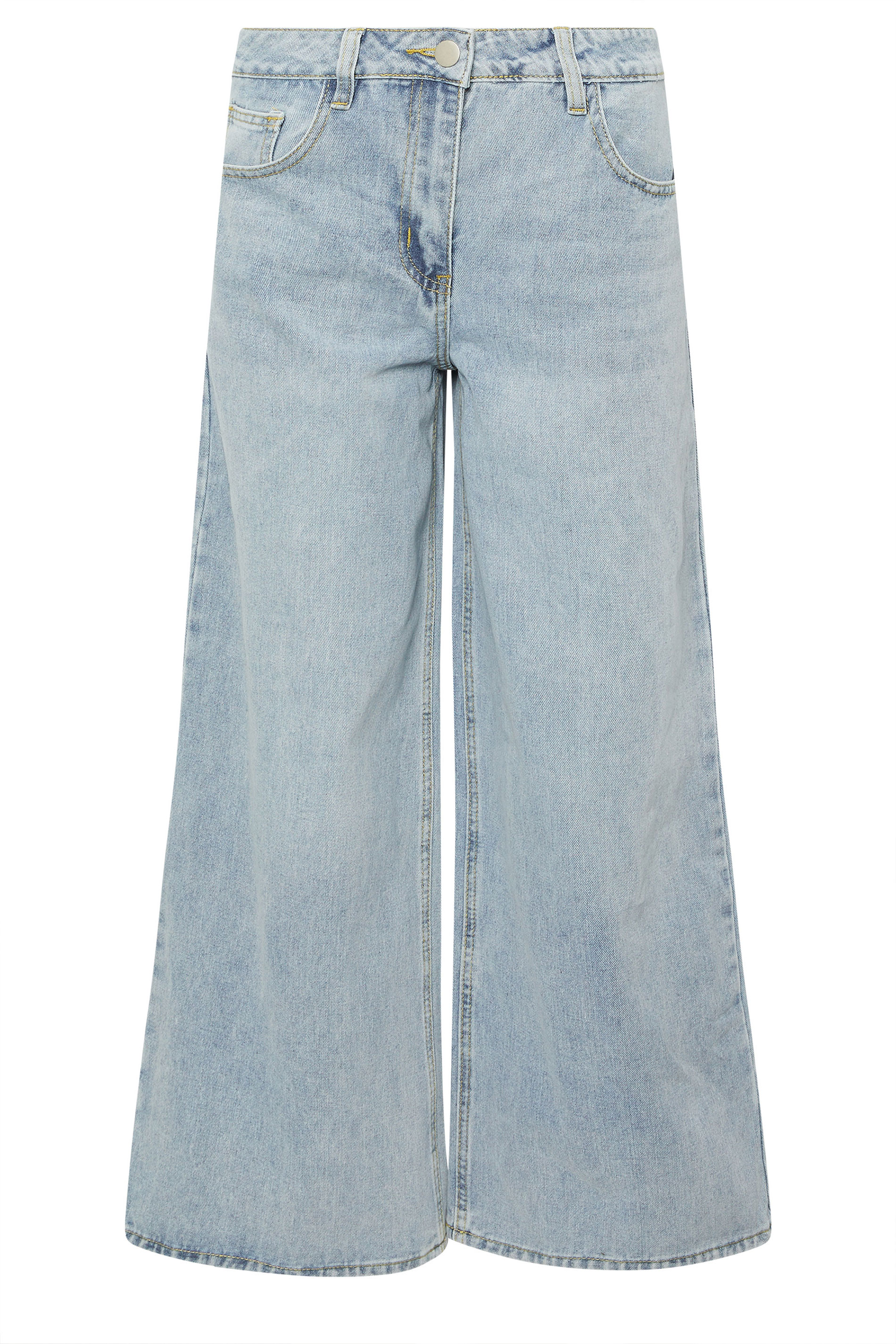 PixieGirl Petite Women's Light Blue Denim Palazzo Wide Leg Jean | PixieGirl 5