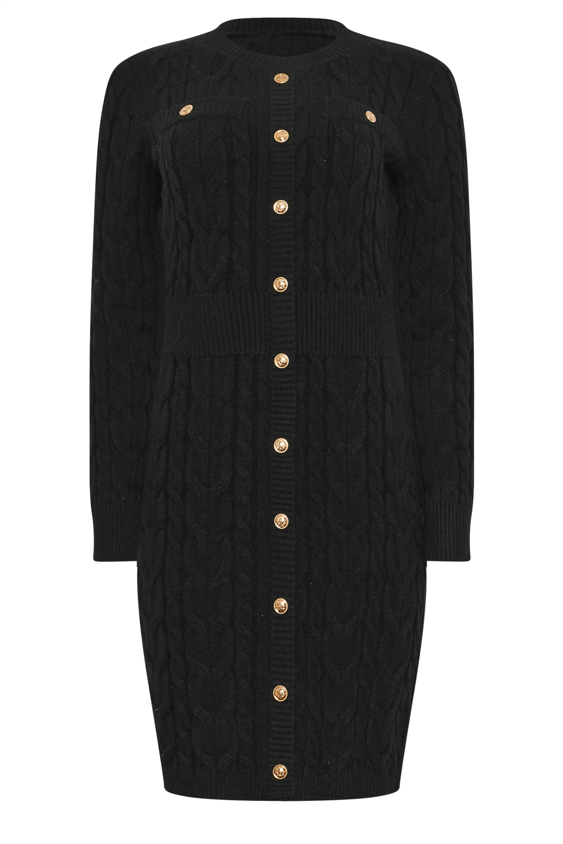 STAR Black Button Detail Cable Knit Dress | STAR x JM 6