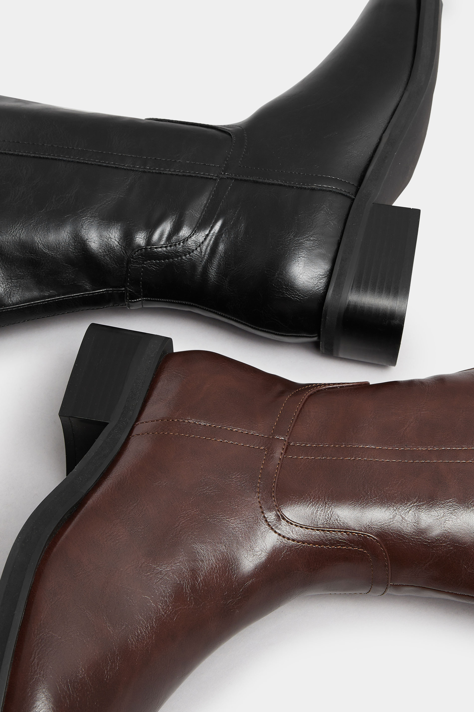 Dark Brown Pull On Knee High Boots In Extra Wide EEE Fit | Yours Clothing 6