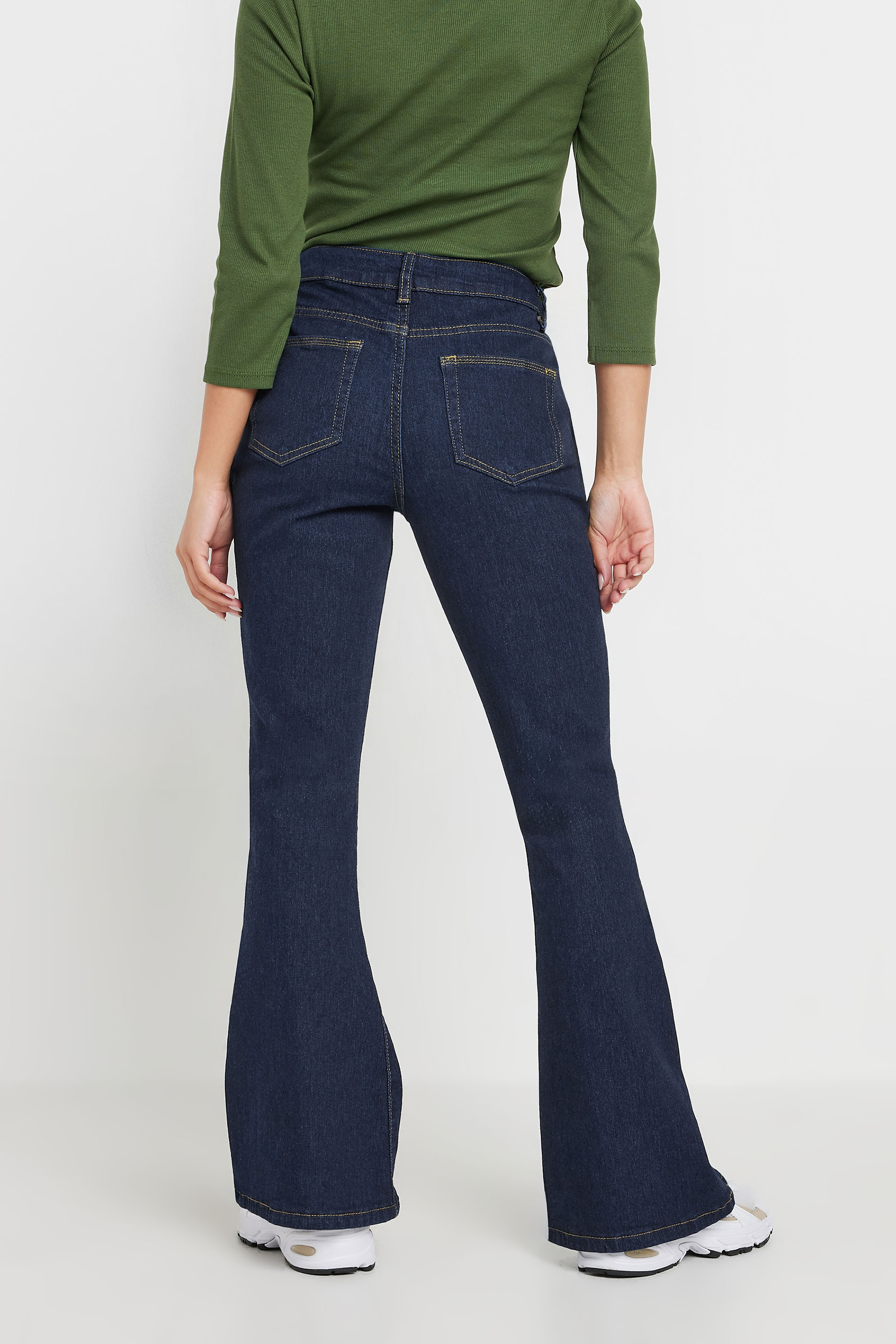 PixieGirl Petite Women's Indigo Blue Seam Front Flared Jeans | PixieGirl 3