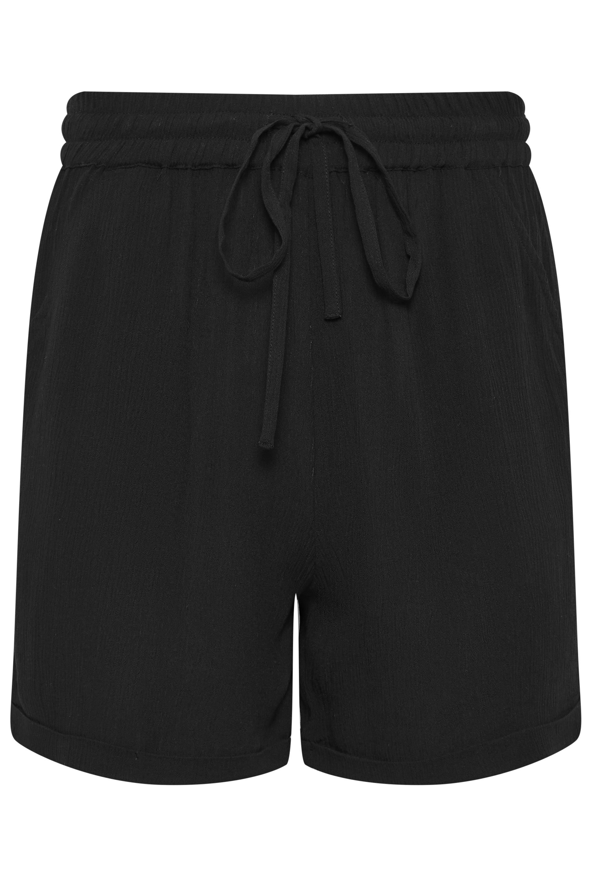 PixieGirl Petite Women's Black Textured Tie Waist Shorts | PixieGirl 5