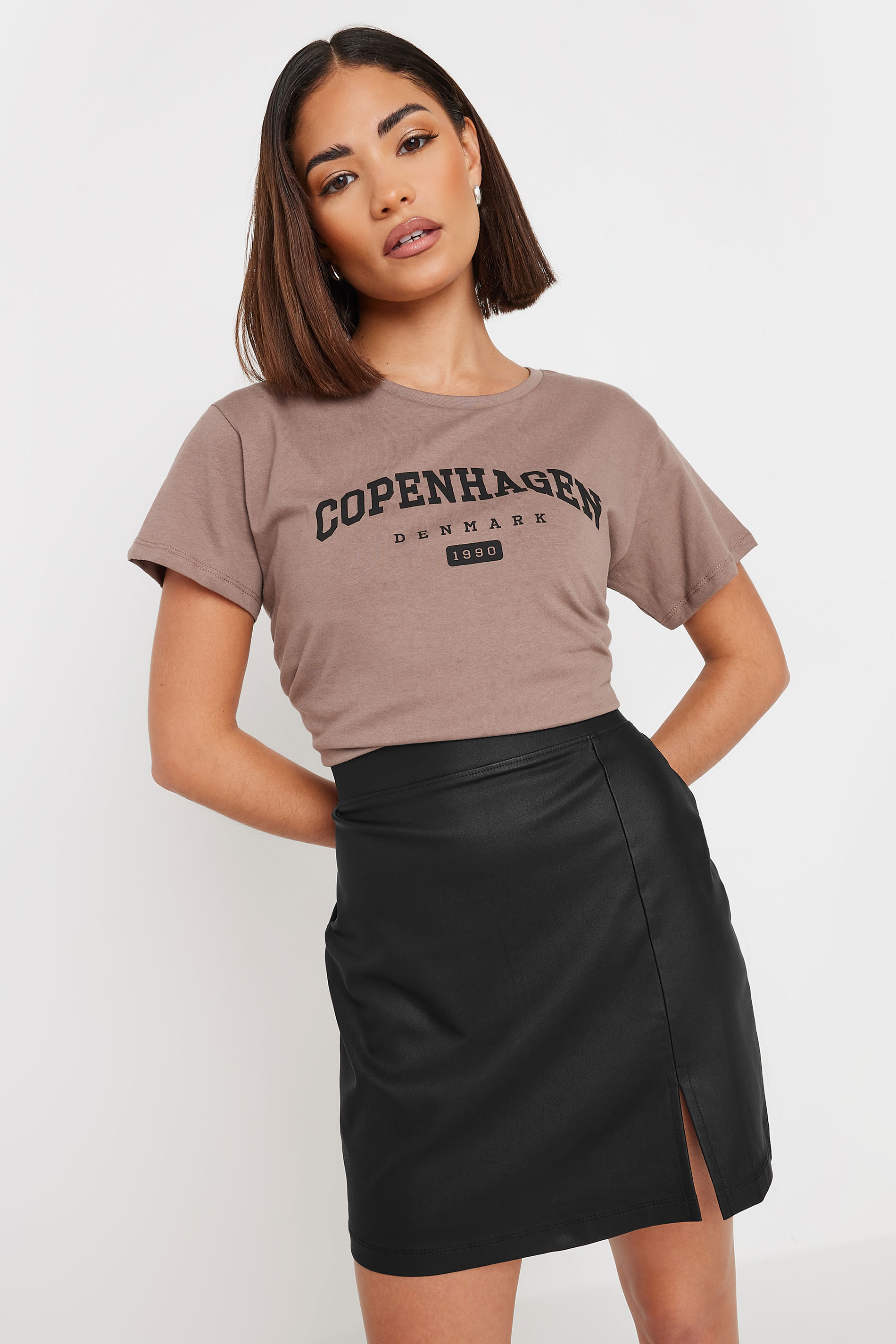 PixieGirl Petite Women's Black Coated Mini Skirt | PixieGirl 2