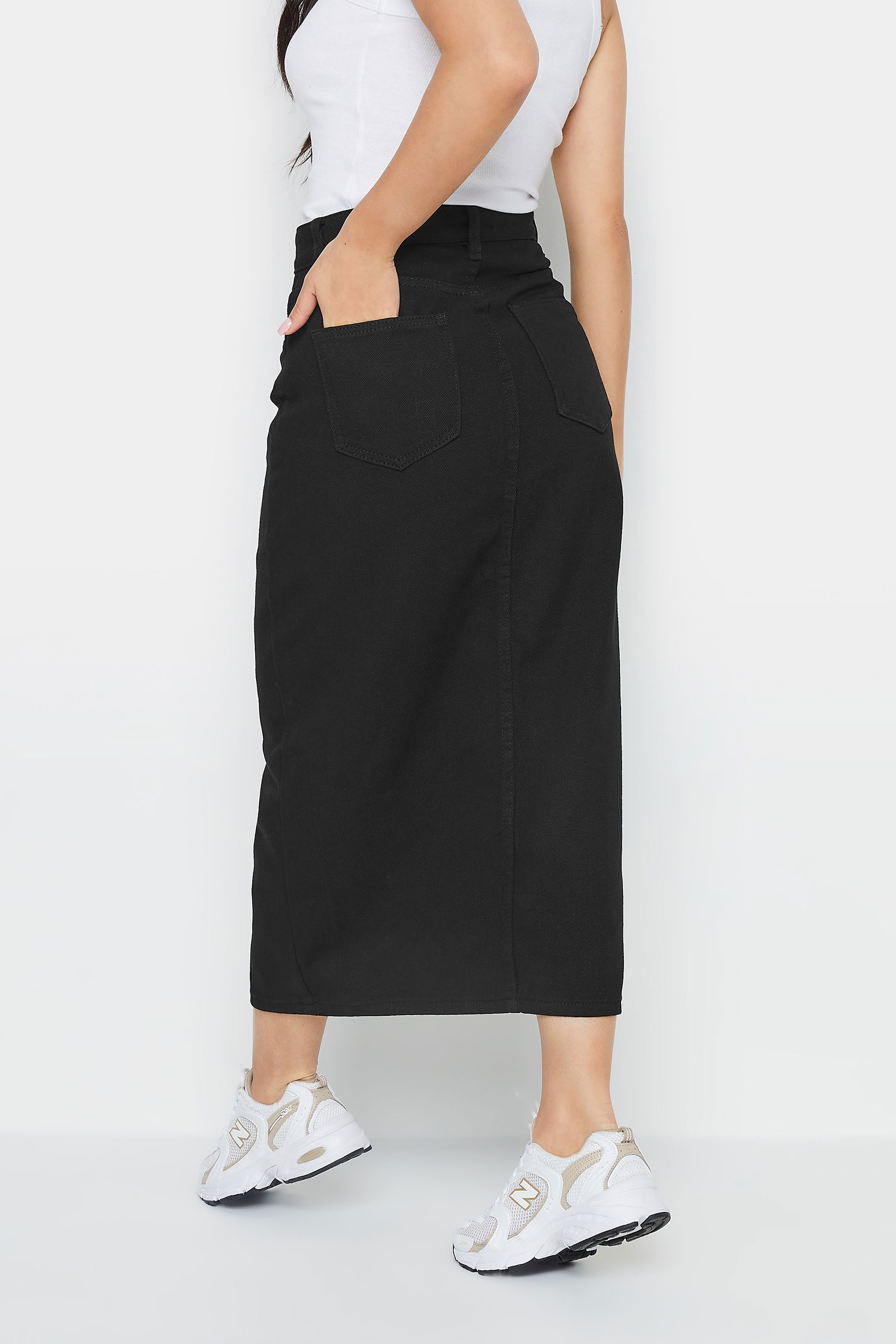 PixieGirl Black Denim Split Midi Skirt | PixieGirl  3