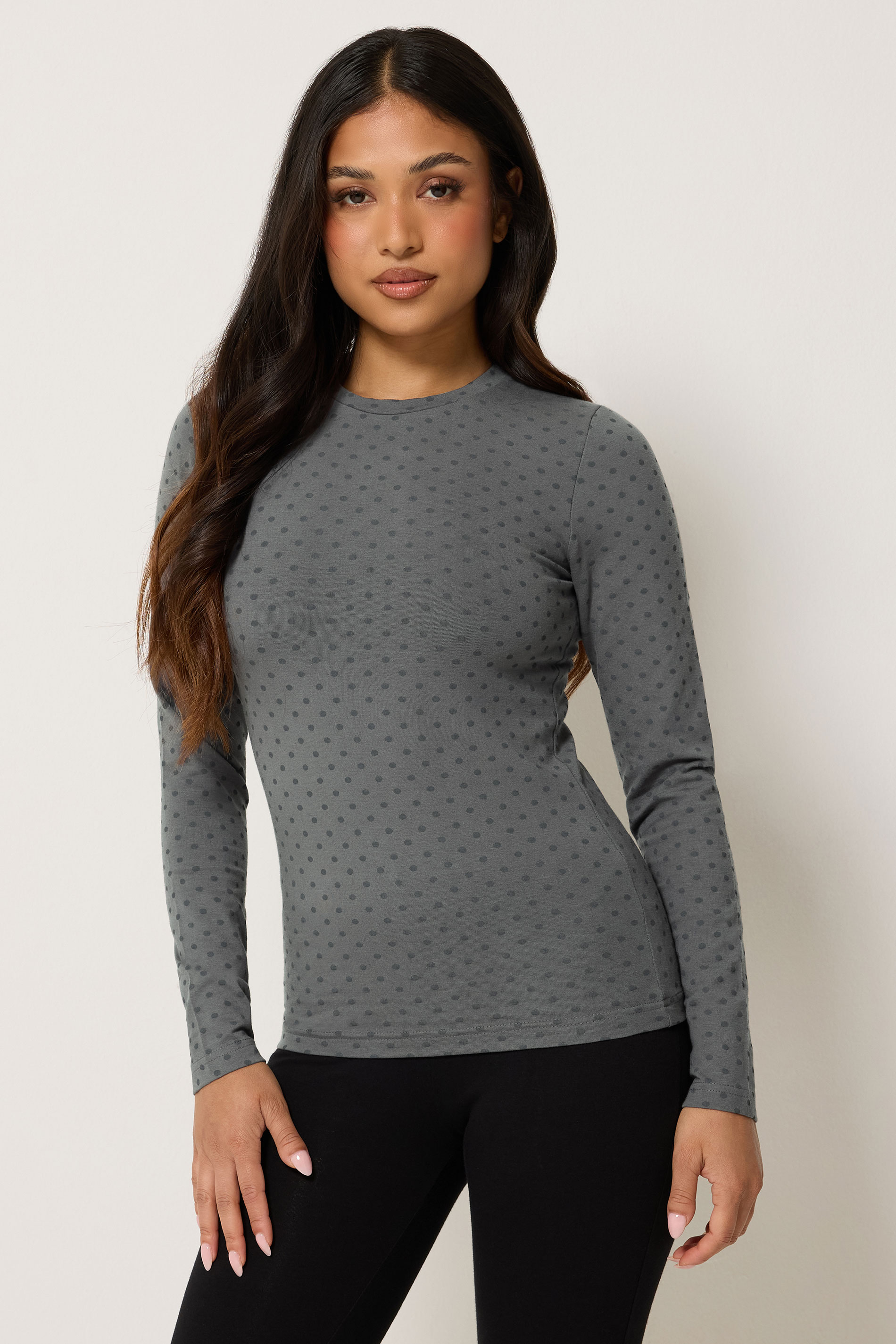 Pixiegirl Women's Grey Petite 2 Pack Black & Polka Dot Cotton Top Size 6