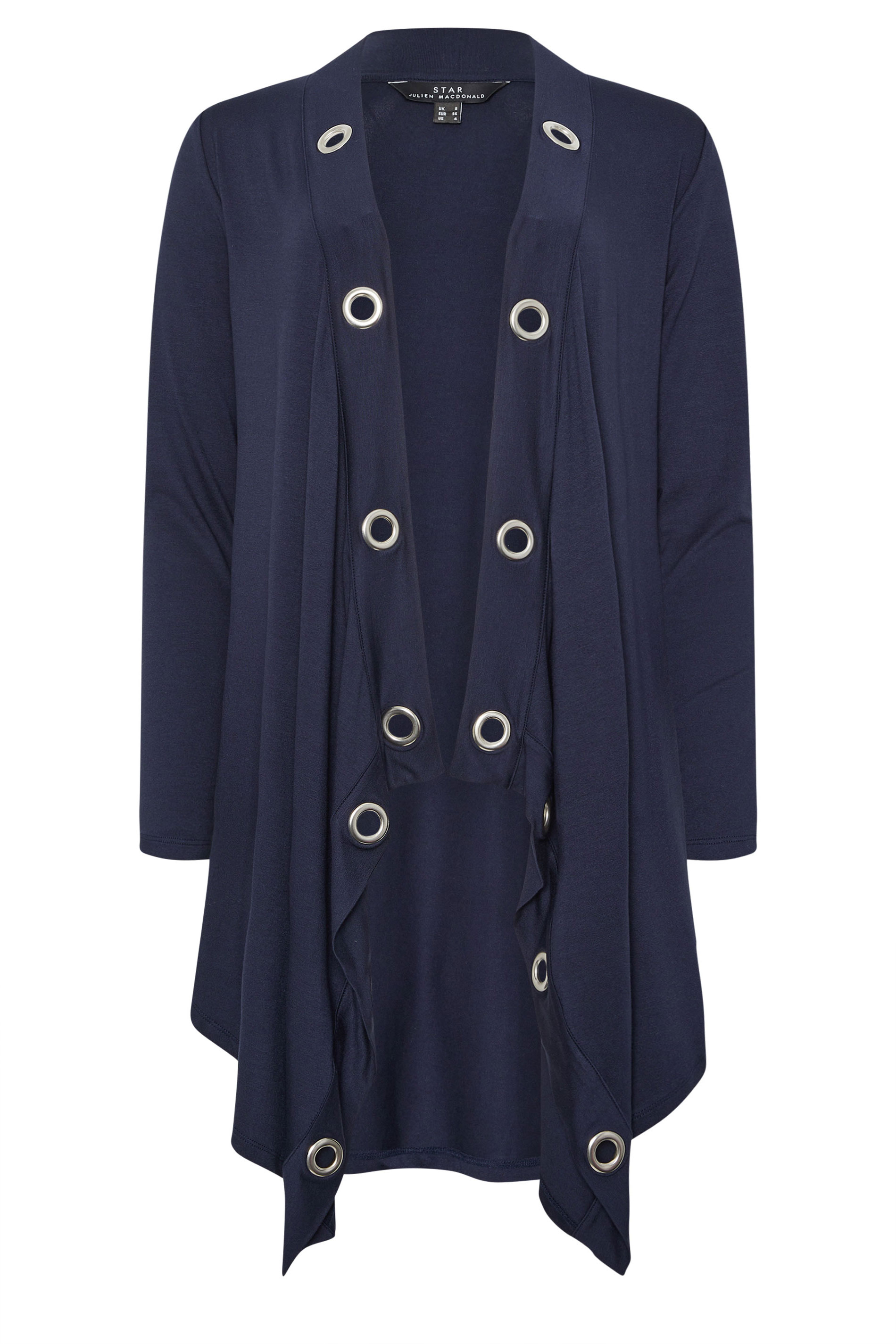 STAR Navy Blue Eyelet Detail Waterfall Cardigan | StarByJM 1
