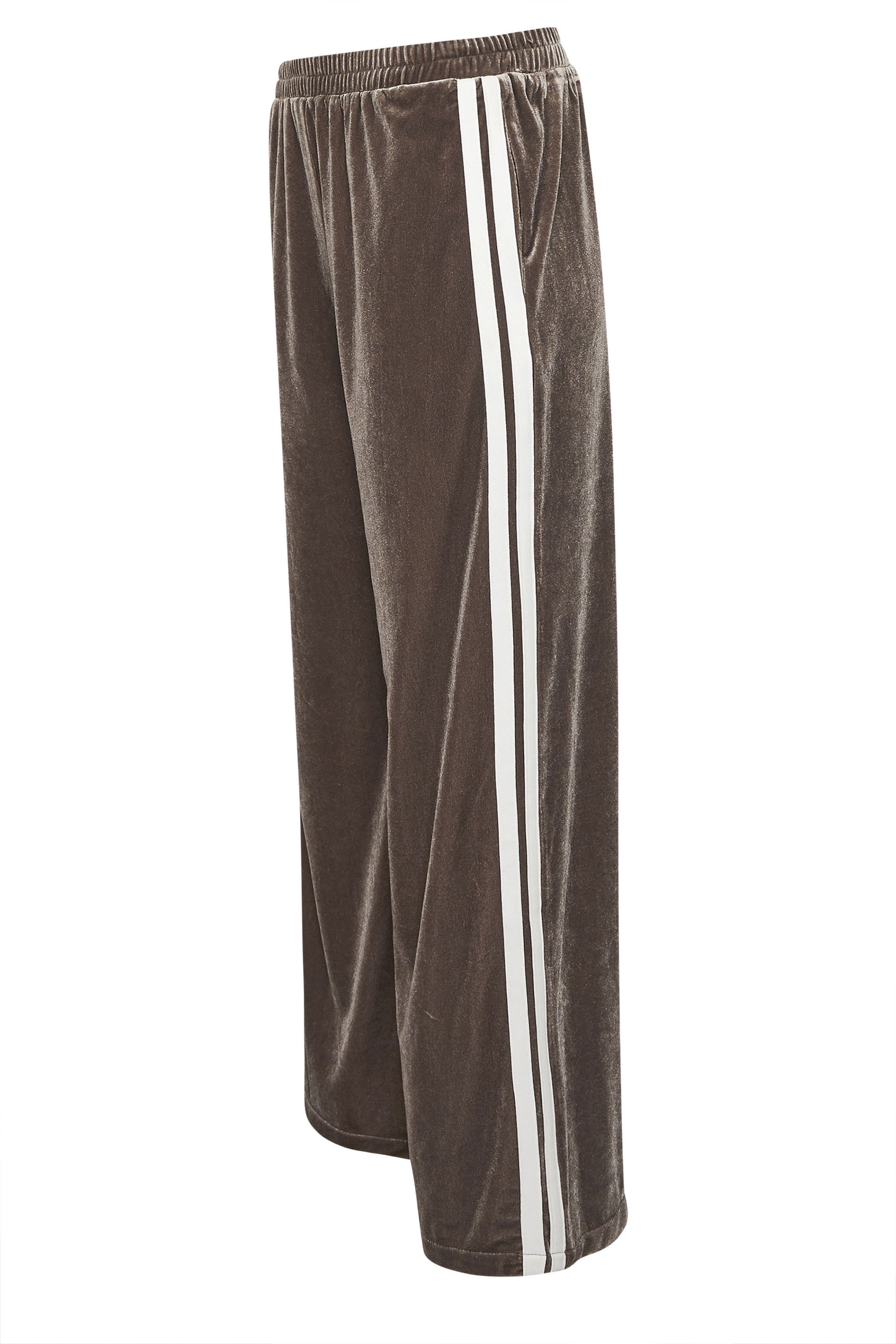  PixieGirl Petite Women's Brown Side Stripe Velvet Wide Leg Trousers | PixieGirl 7