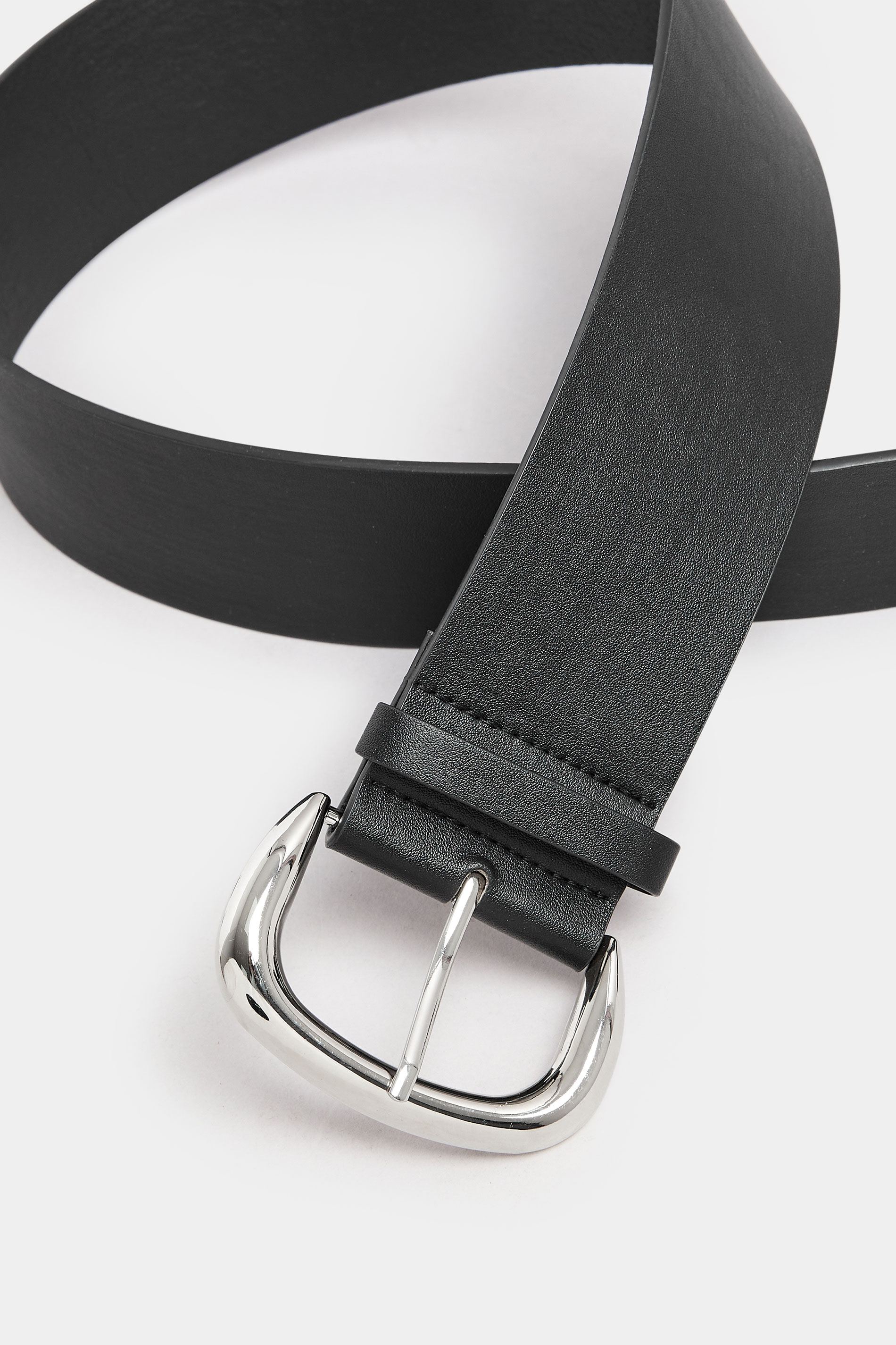 Black Faux Leather Wide Buckle Belt | Yours Clothing 3