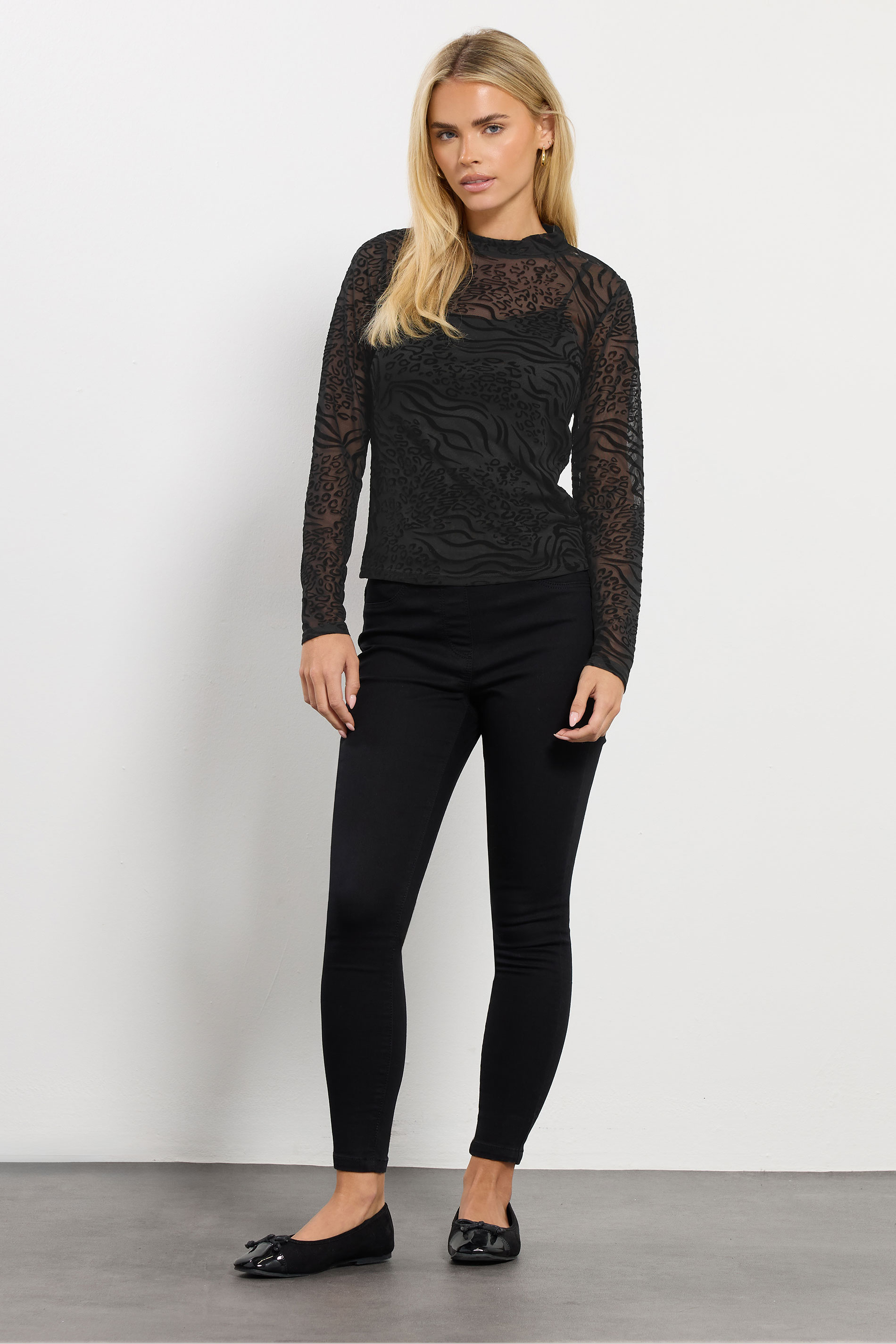 M&Co Petite Black Animal Velvet Top | M&Co 1