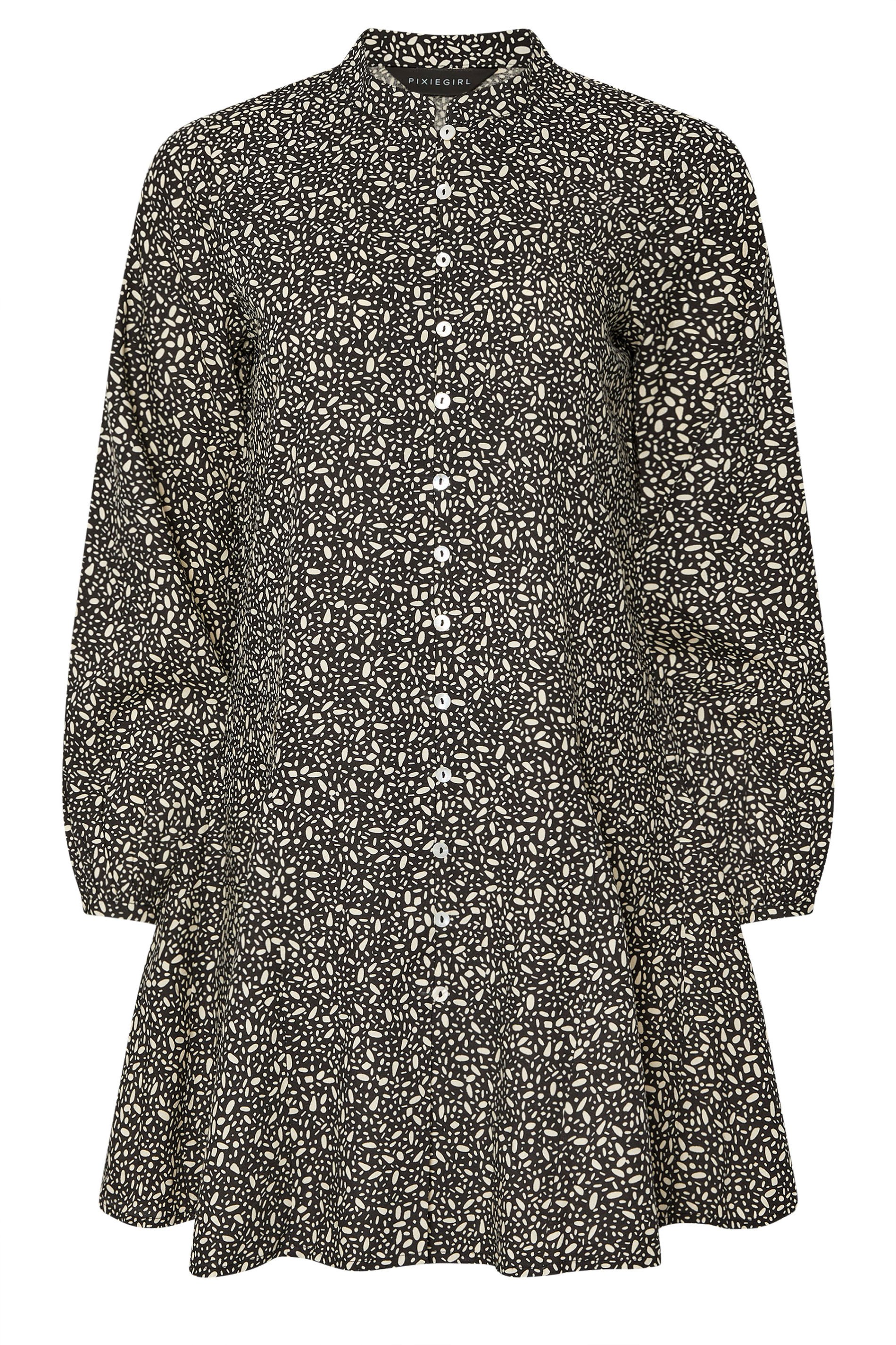 PixieGirl Petite Women's Black Woven Dash Smock Mini Dress | PixieGirl 6