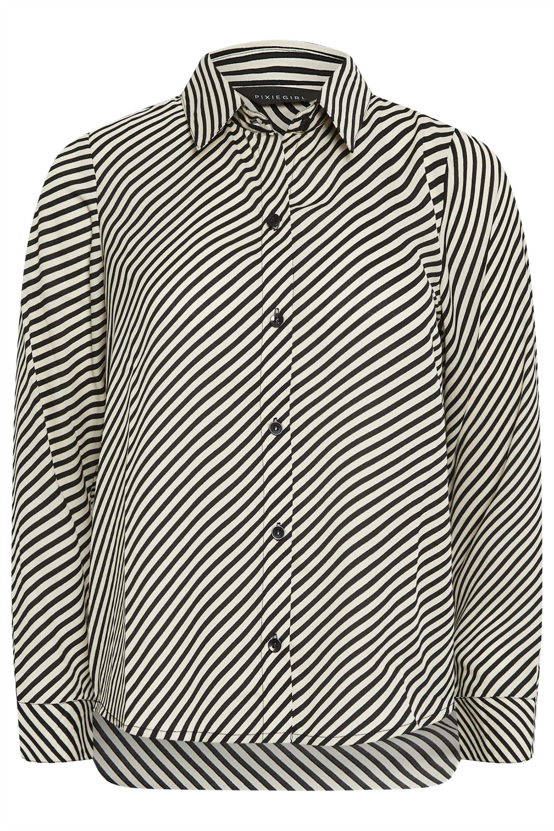PixieGirl Petite Womens Black Stripe Shirt | PixieGirl