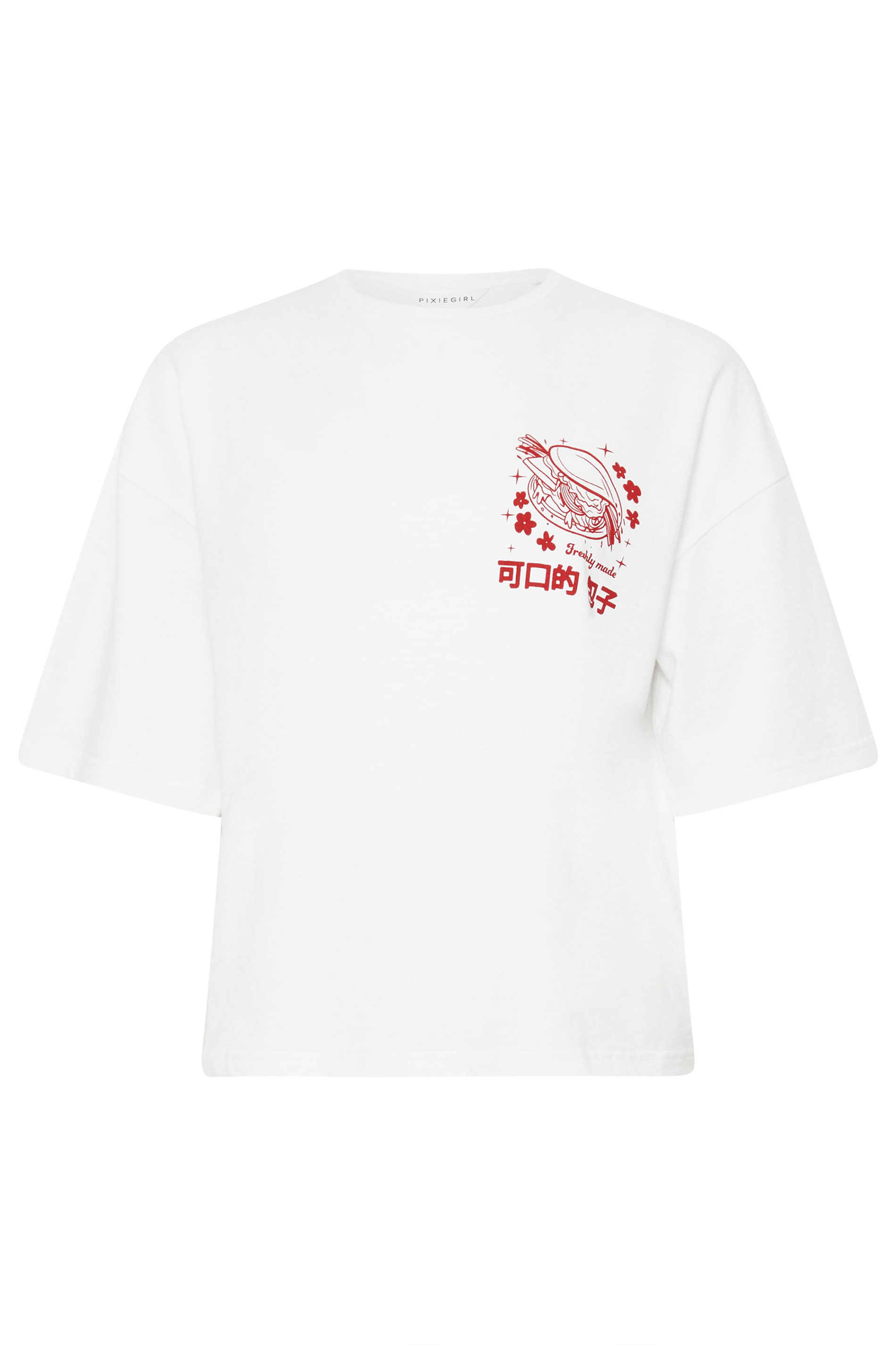 PixieGirl Petite Women's White Bao Buns Back Graphic T-Shirt | PixieGirl 7