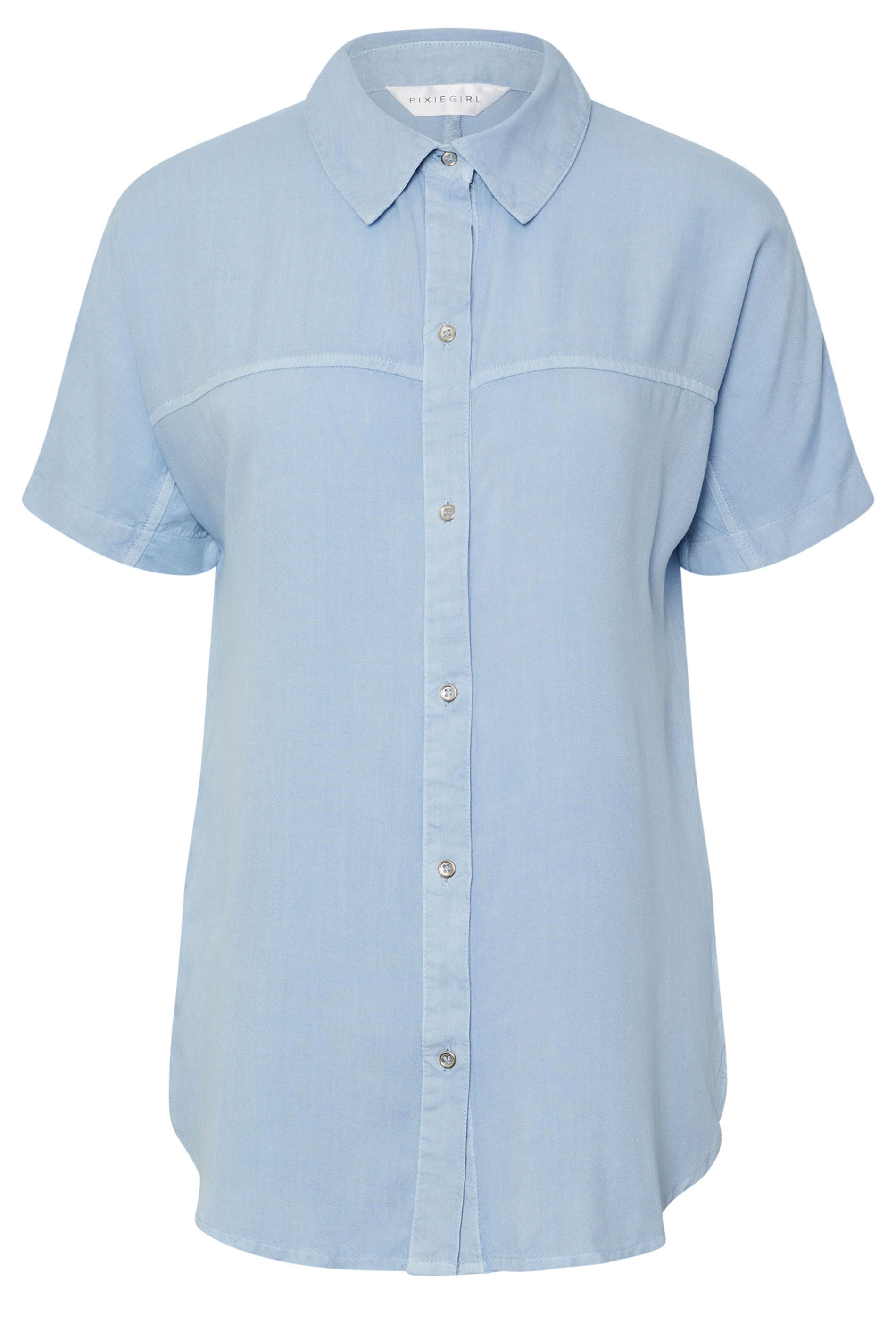 PixieGirl Petite Women's Light Blue Short Sleeve Shirt | PixieGirl 5