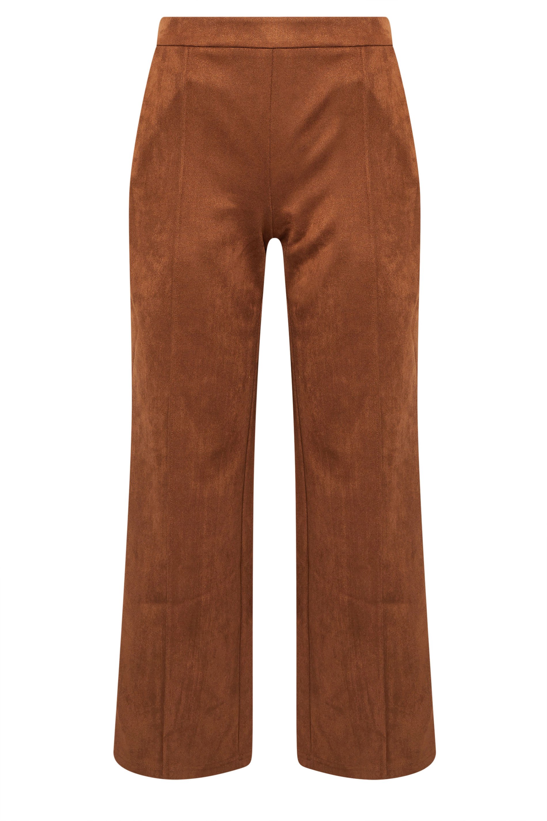 PixieGirl Petite Women's Tan Brown Suedette Wide Leg Trouser | Pixie Girl 6