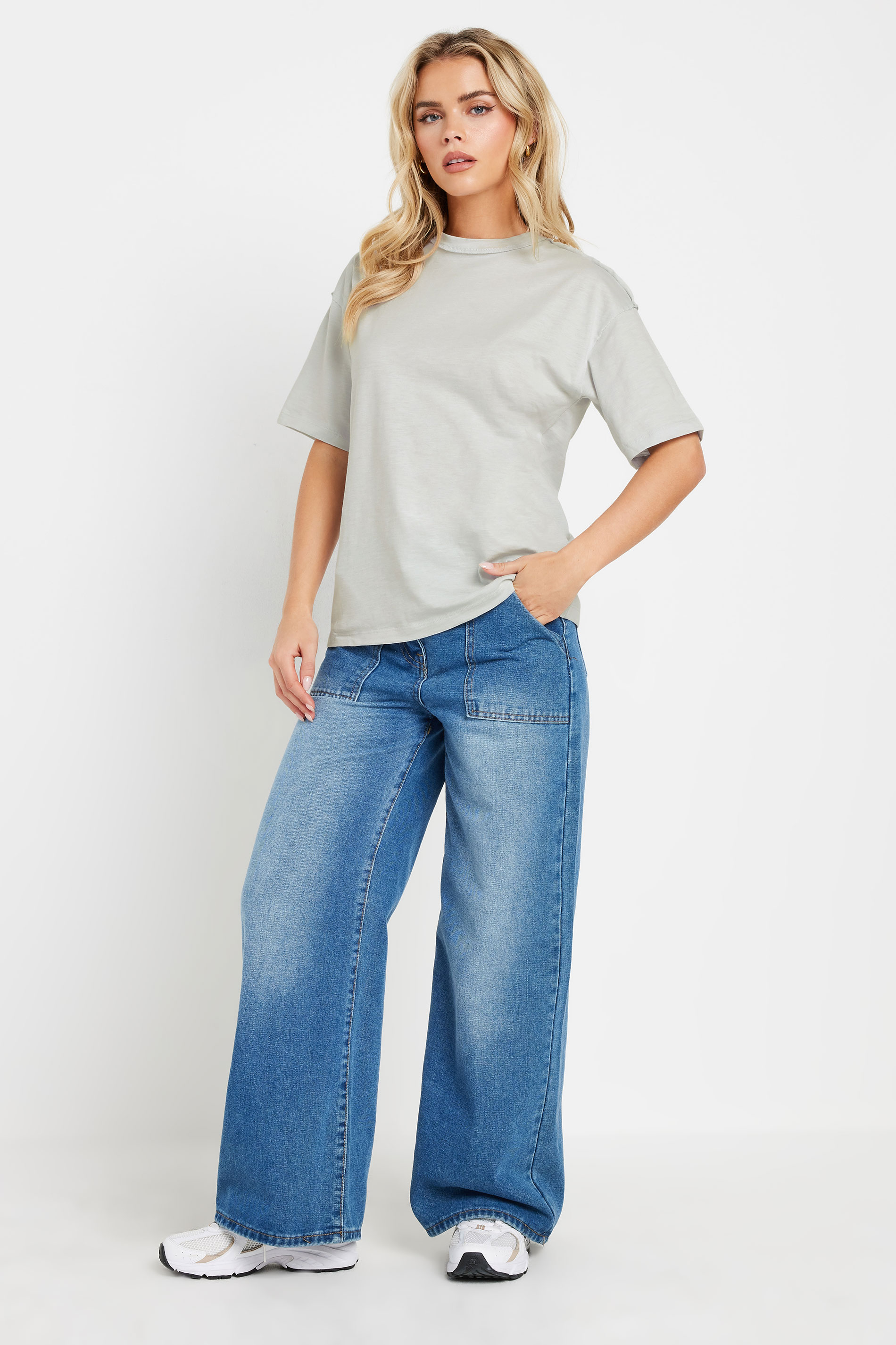 PixieGirl Petite Women's 2 PACK Grey & Yellow Seam Detail T-Shirt | PixieGirl 4