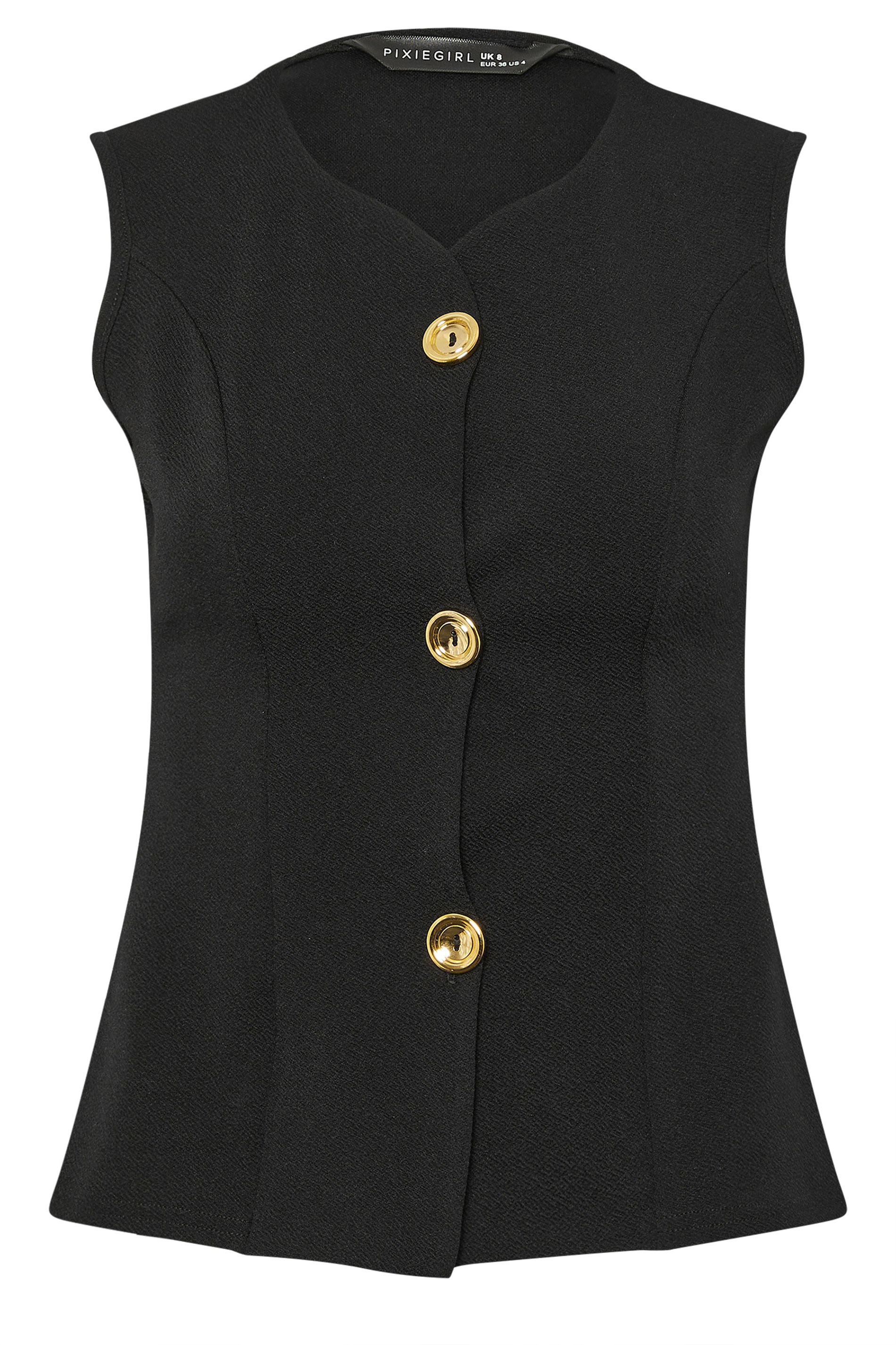 PixieGirl Petite Women's Black Button Sleeveless Top | PixieGirl 5