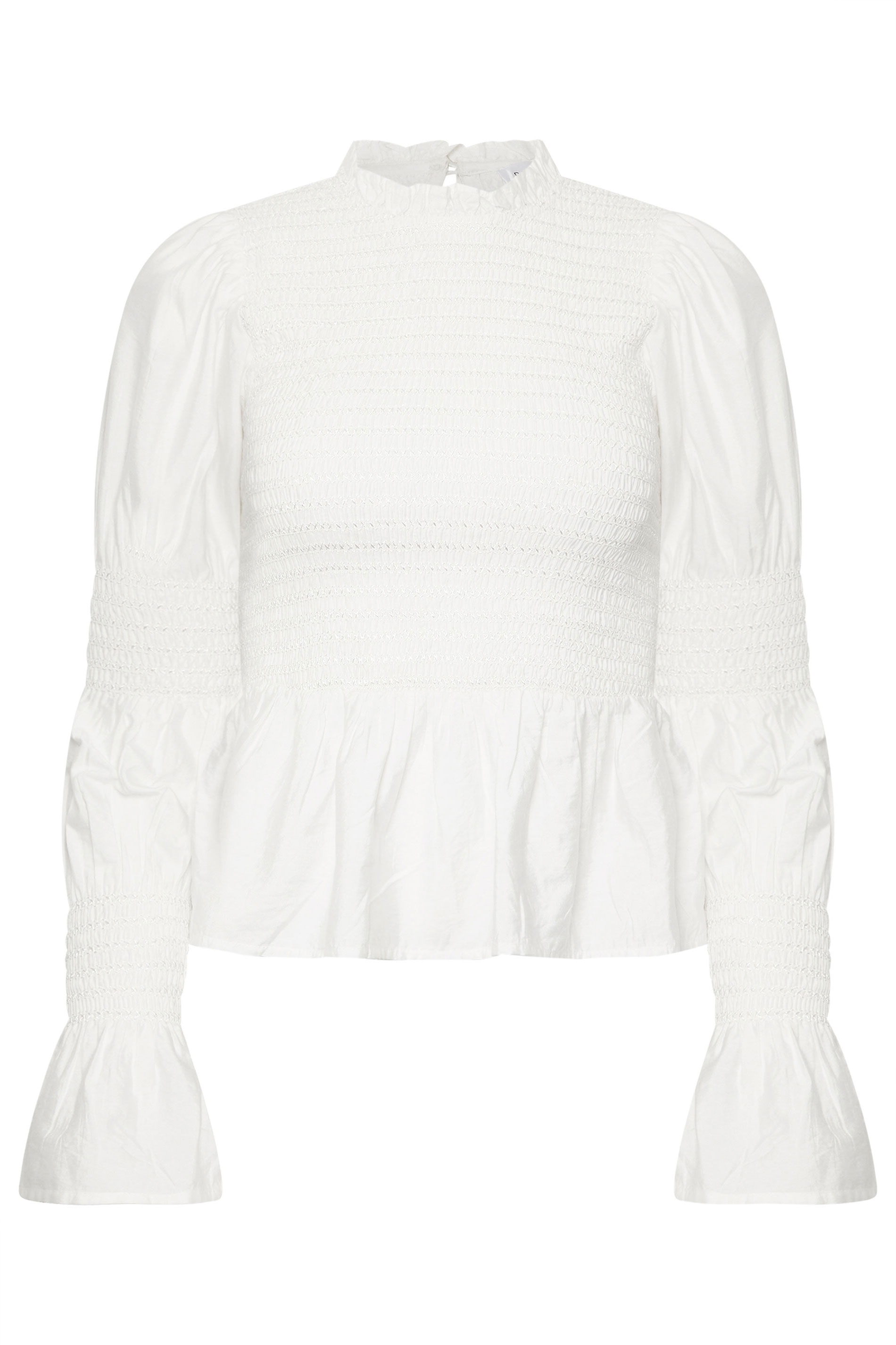 PixieGirl Petite Women's White Shirred Peplum Smock Top | PixieGirl 6