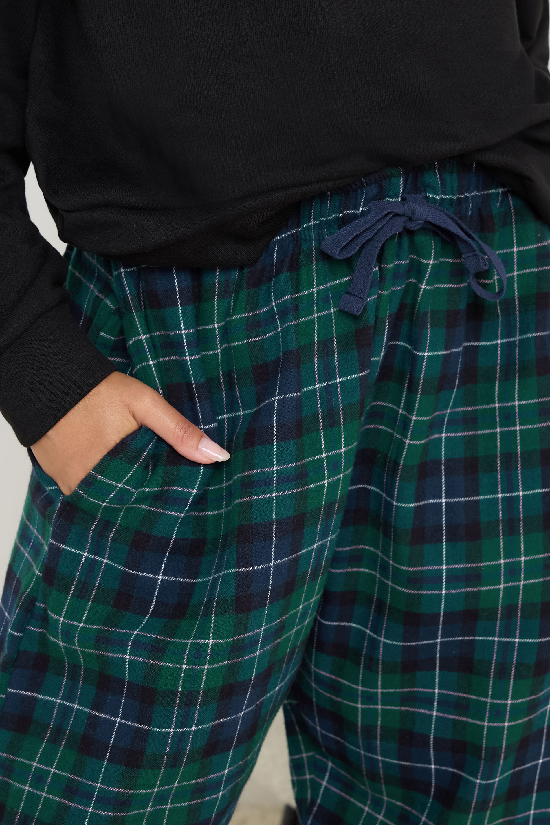 PixieGirl Petite Women's Navy Blue Cotton Check Pyjama Bottoms | PixieGirl 5