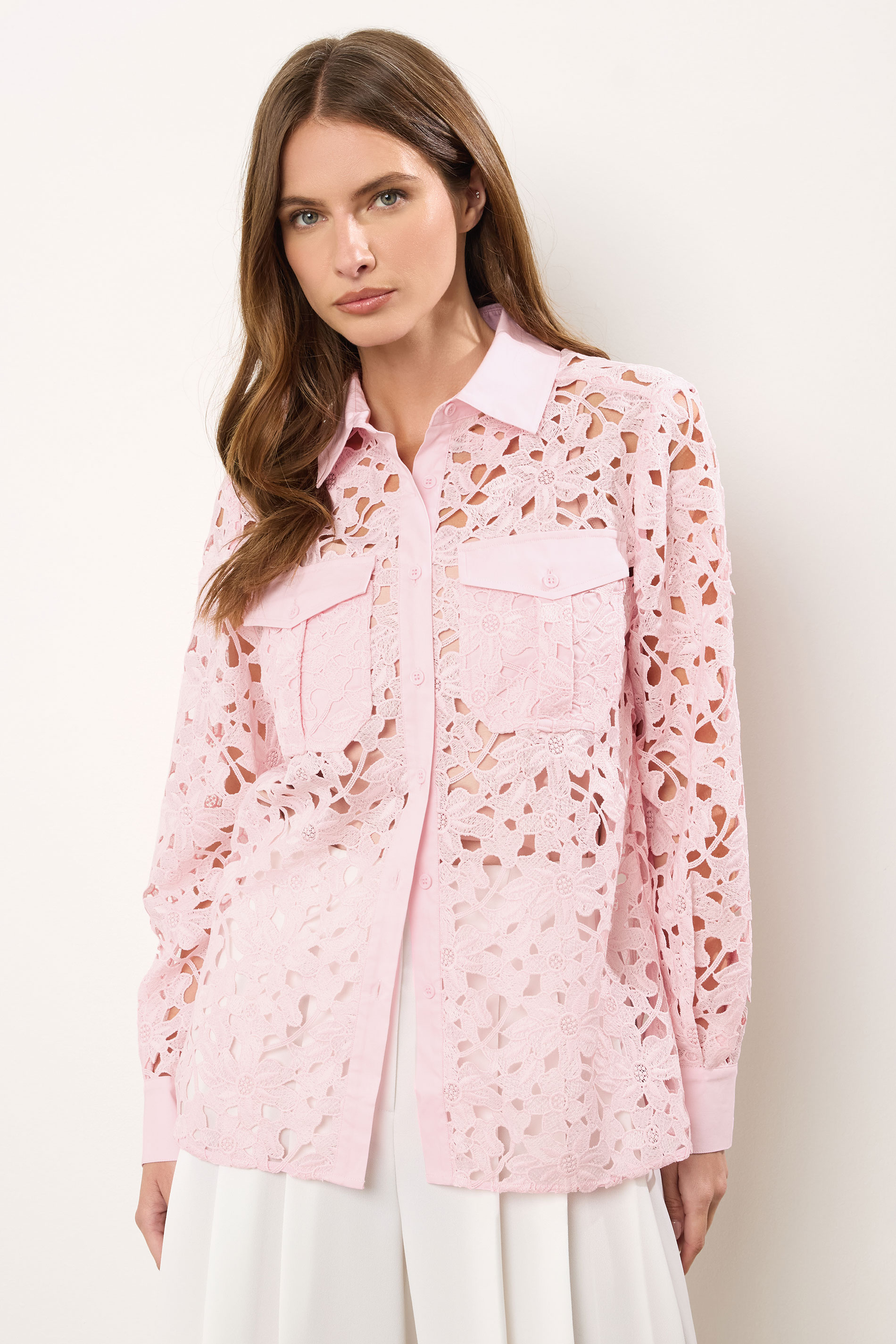 STAR Pink Lace Button Through Shirt | StarByJM 3