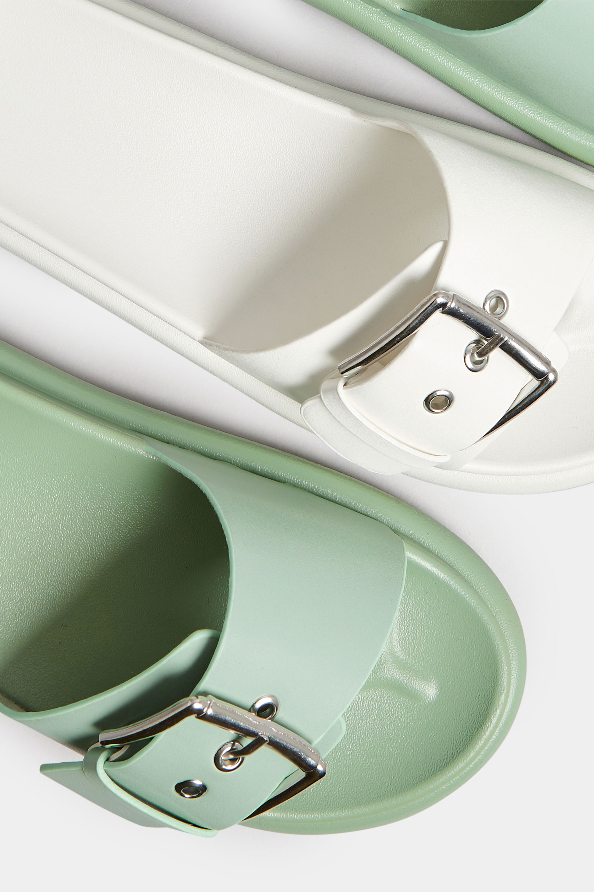 Green Buckle Strap Mule Sandal In Wide E Fit | Yours Clothing 6