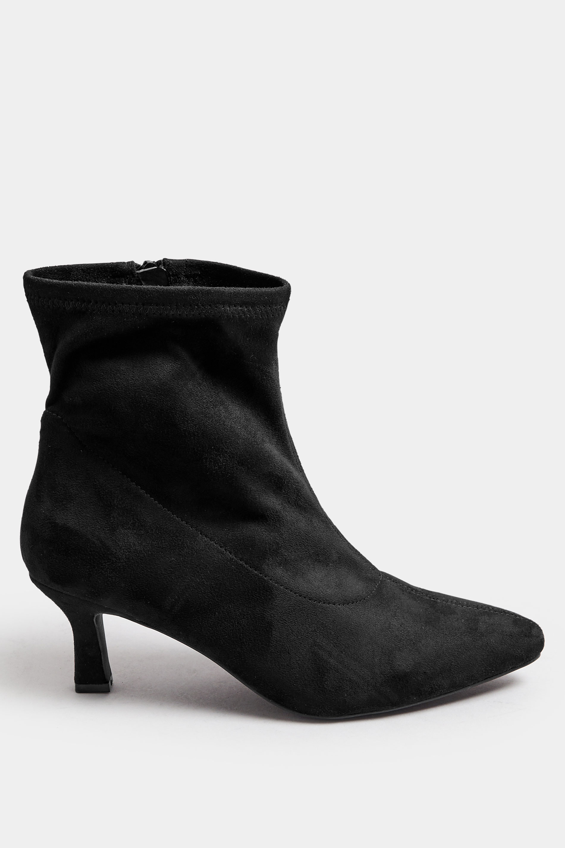 Black Faux Suede Point Heeled Ankle Boots In Extra Wide EEE Fit | Yours Clothing  4