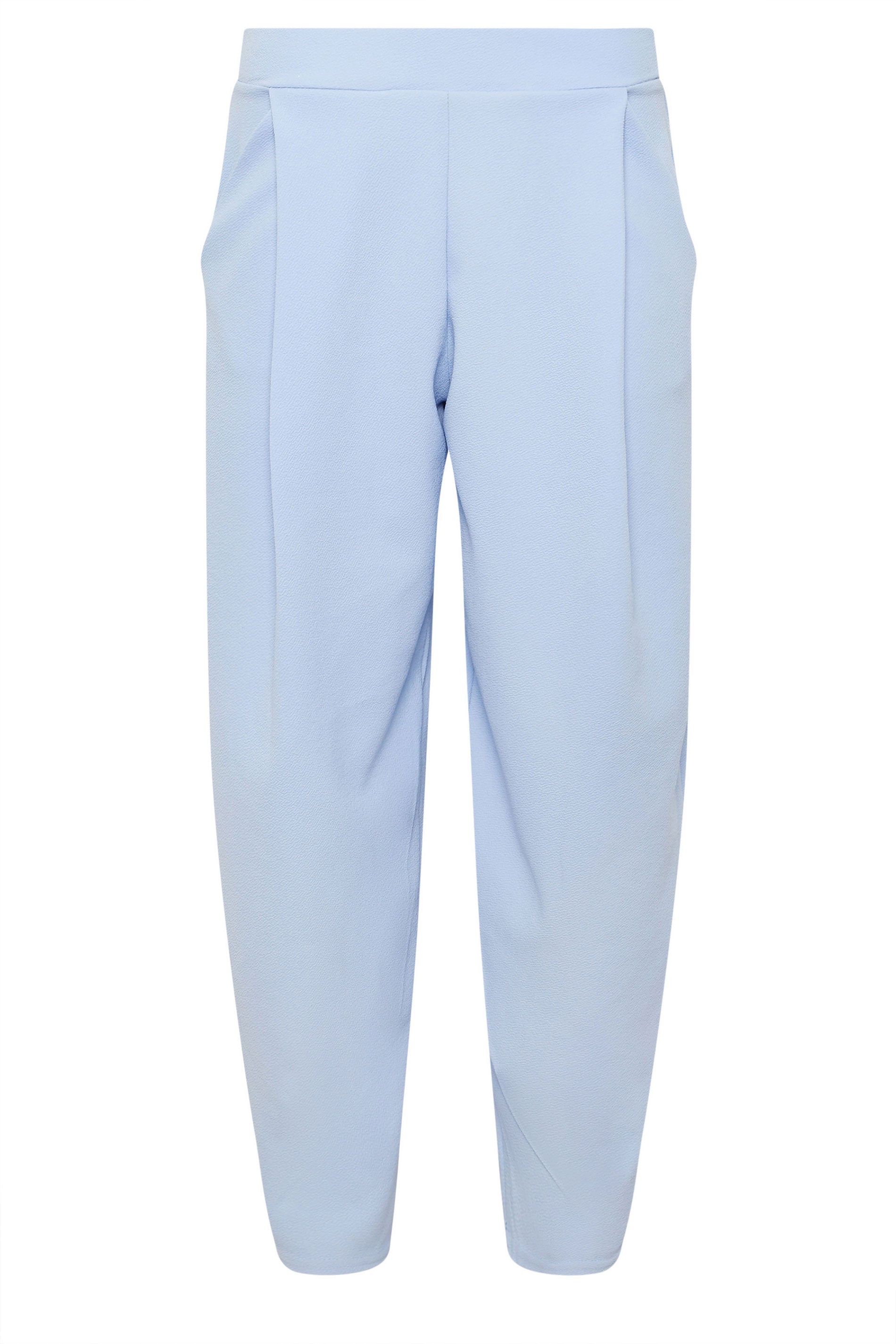 PixieGirl Petite Women's Blue Crinkle Barrel Leg Trousers | PixieGirl 5